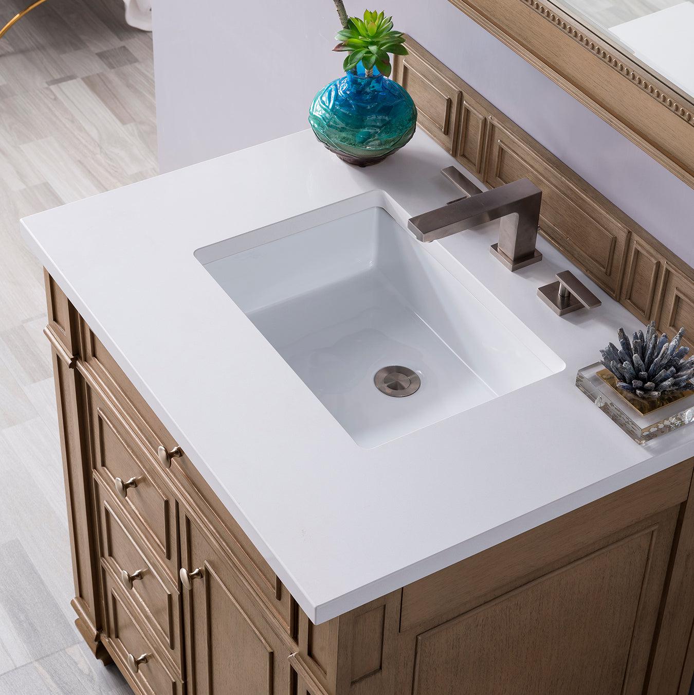 James Martin Vanities Bristol Collection 30-Inch Single Bathroom Vanity in Whitewashed Walnut with Countertop Options - Perfect for Modern Bathroom Remodeling and Home Renovation Projects