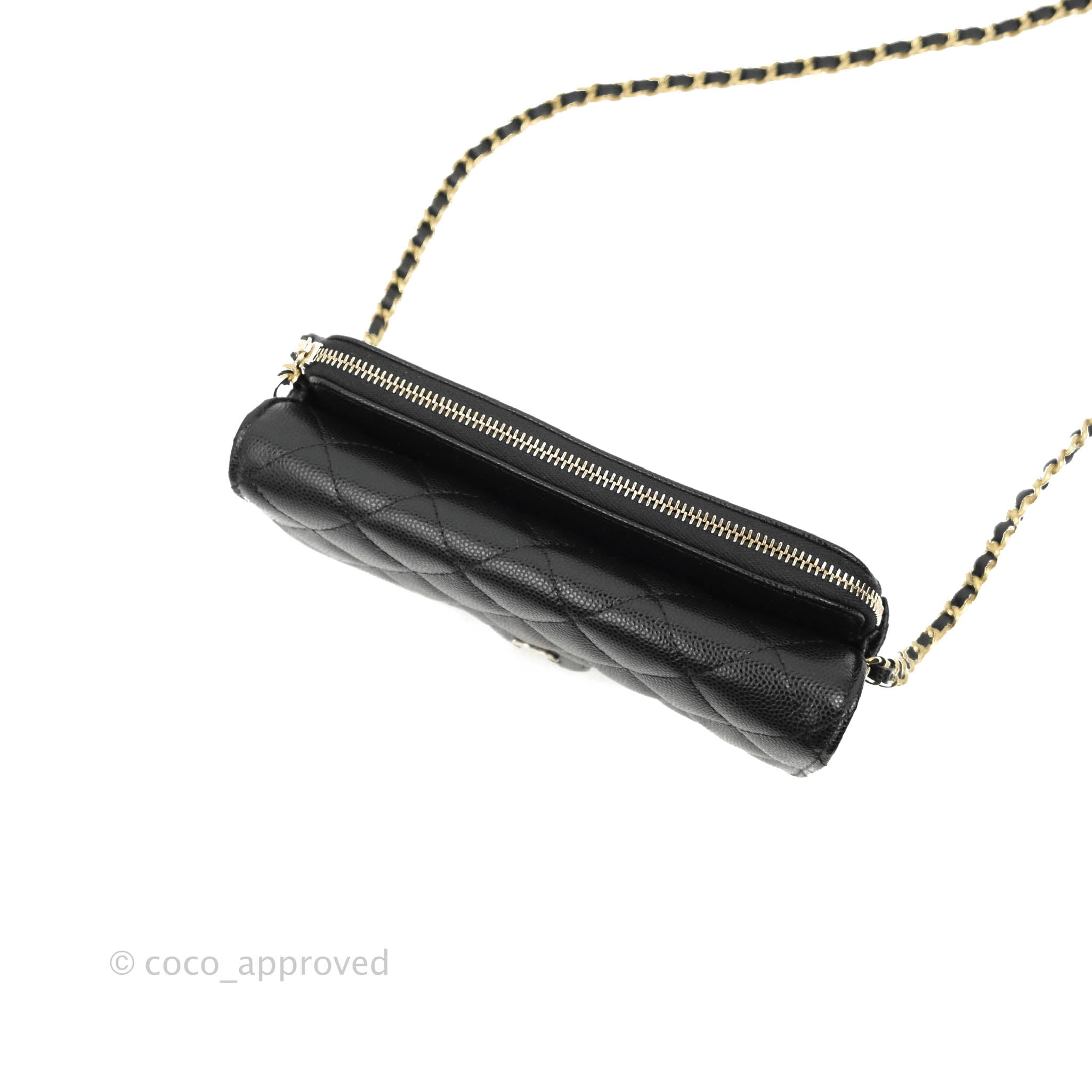 Chanel Classic Flap Phone Holder With Chain - Black Caviar Leather & Gold Hardware 22A - Luxury Phone Crossbody Bag for Women, Perfect for Parties & Daily Use
