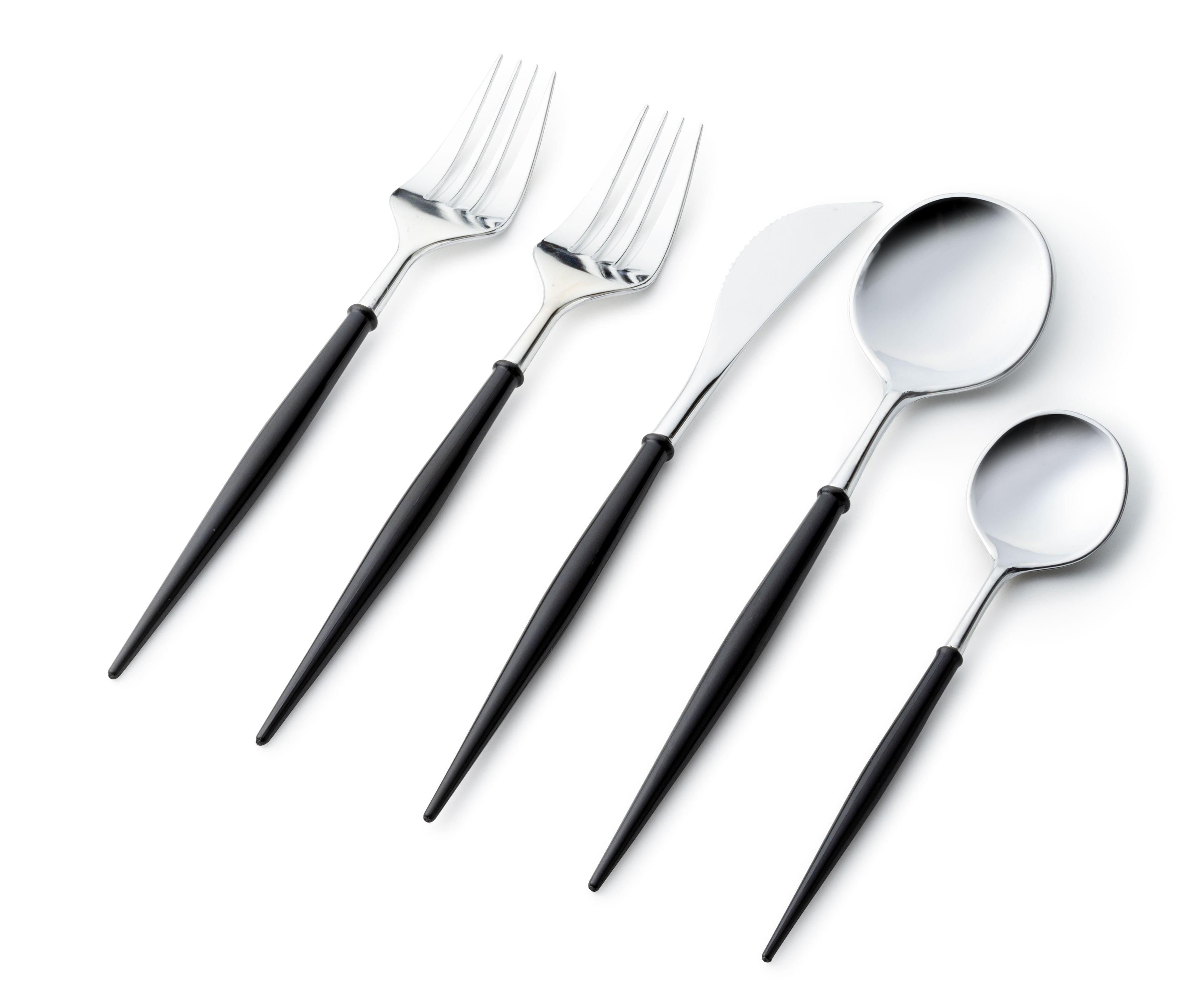 Premium Noble Collection Silver & Black Flatware Set - 40-Piece Service for 8 - Elegant Dining Utensils for Formal Dinners, Weddings & Special Occasions