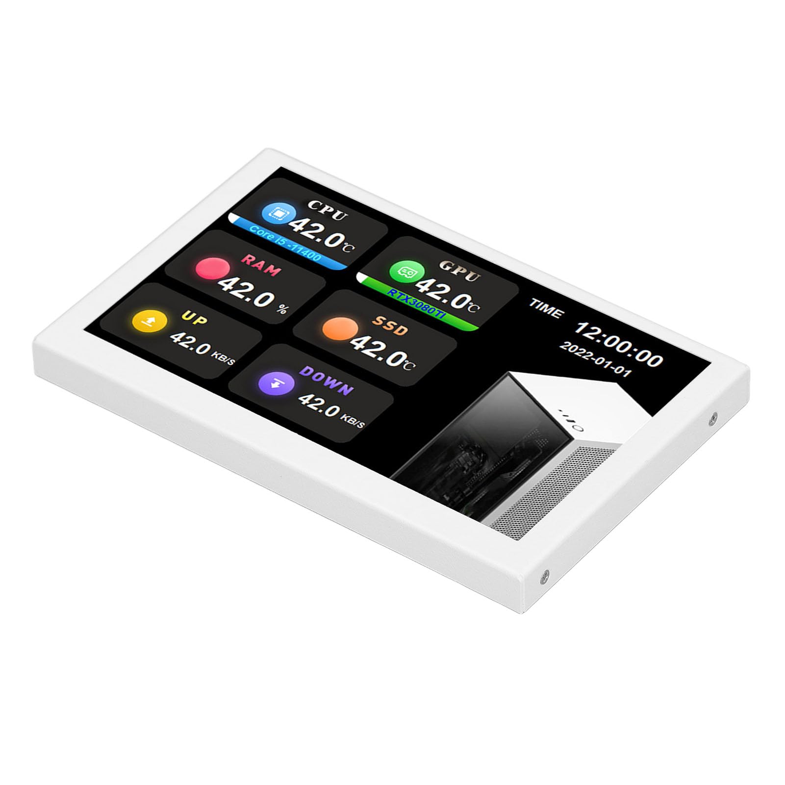 5 Inch Mini USB-C Secondary Monitor - 800x480 Resolution Portable Display for AIDA64, Laptop & PC - Compact Office & Home Workspace Solution (White)