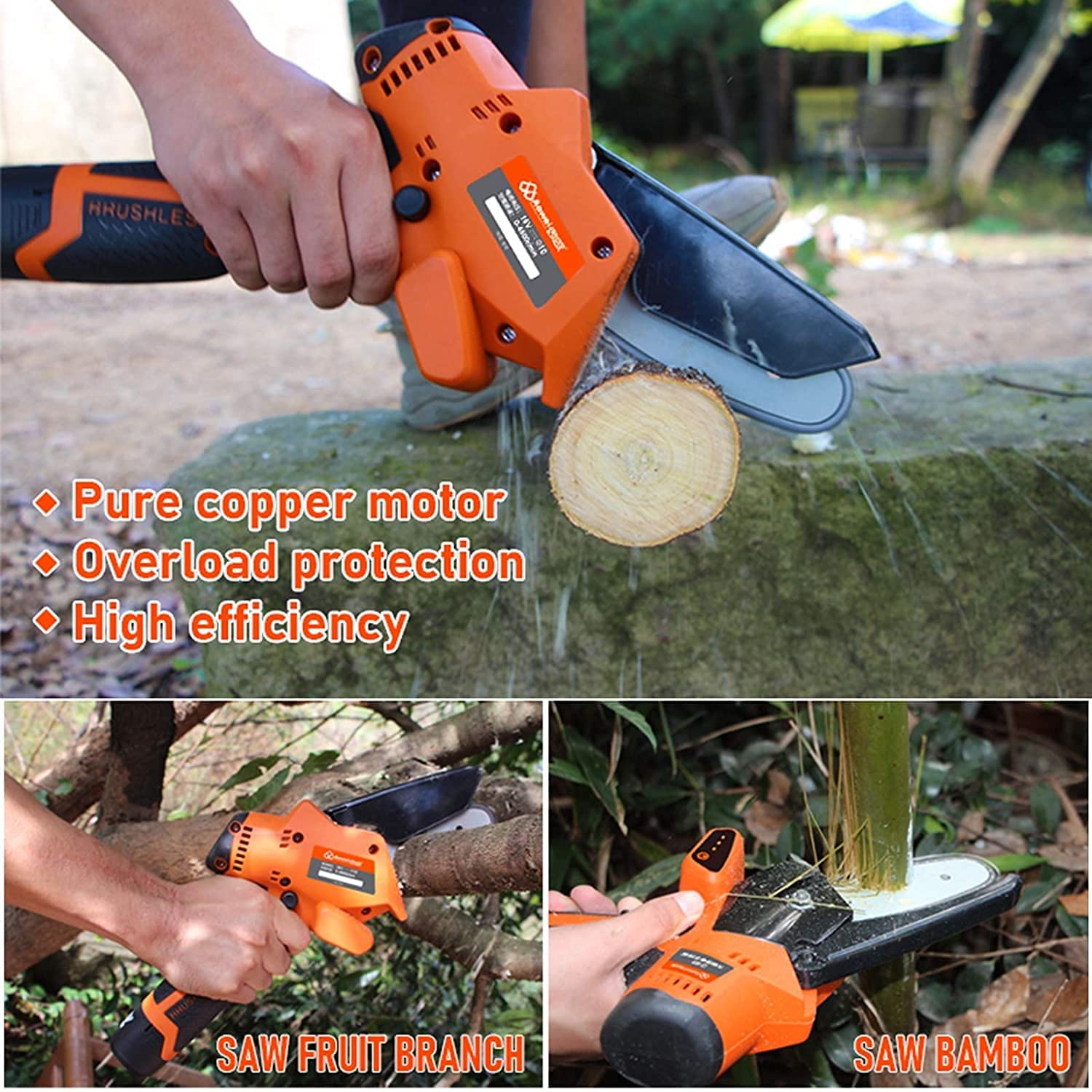 Cordless Electric Mini Chainsaw for Tree Branch Cutting - Safe & Portable for Courtyard Pruning