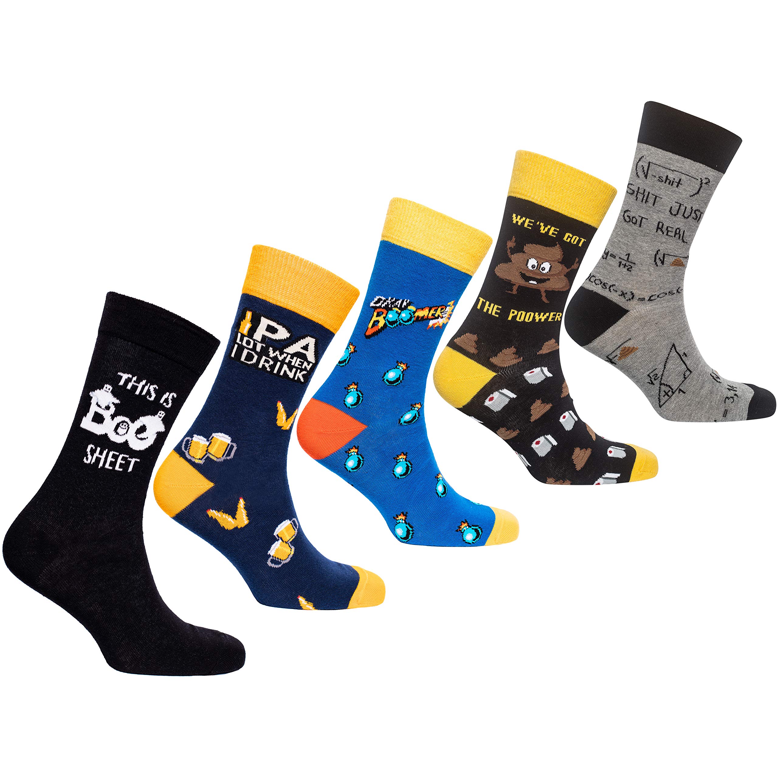 Men's 5-Pack Luxury Colorful Cotton Novelty Dress Socks Gift Box - Fun & Stylish for Office, Party & Casual Wear