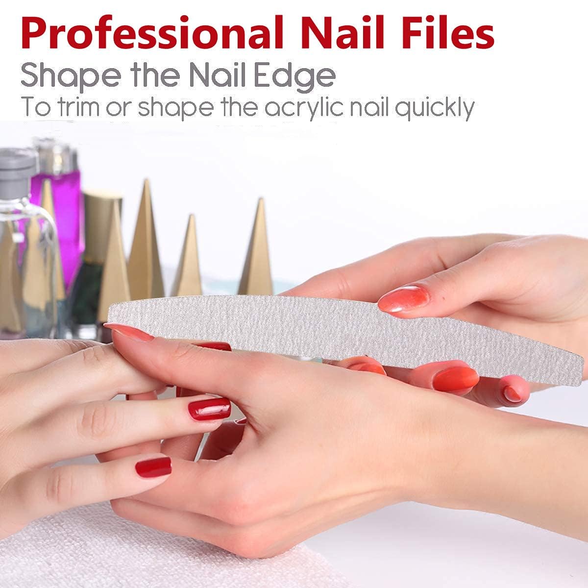 Gleevia 10-Piece Professional Manicure & Pedicure Set - 100/180 Grit Arch Shape Nail Files & Buffing Polish Tools for Salon & Home Nail Care | Perfect for Nail Art, DIY Manicures & Spa Treatments