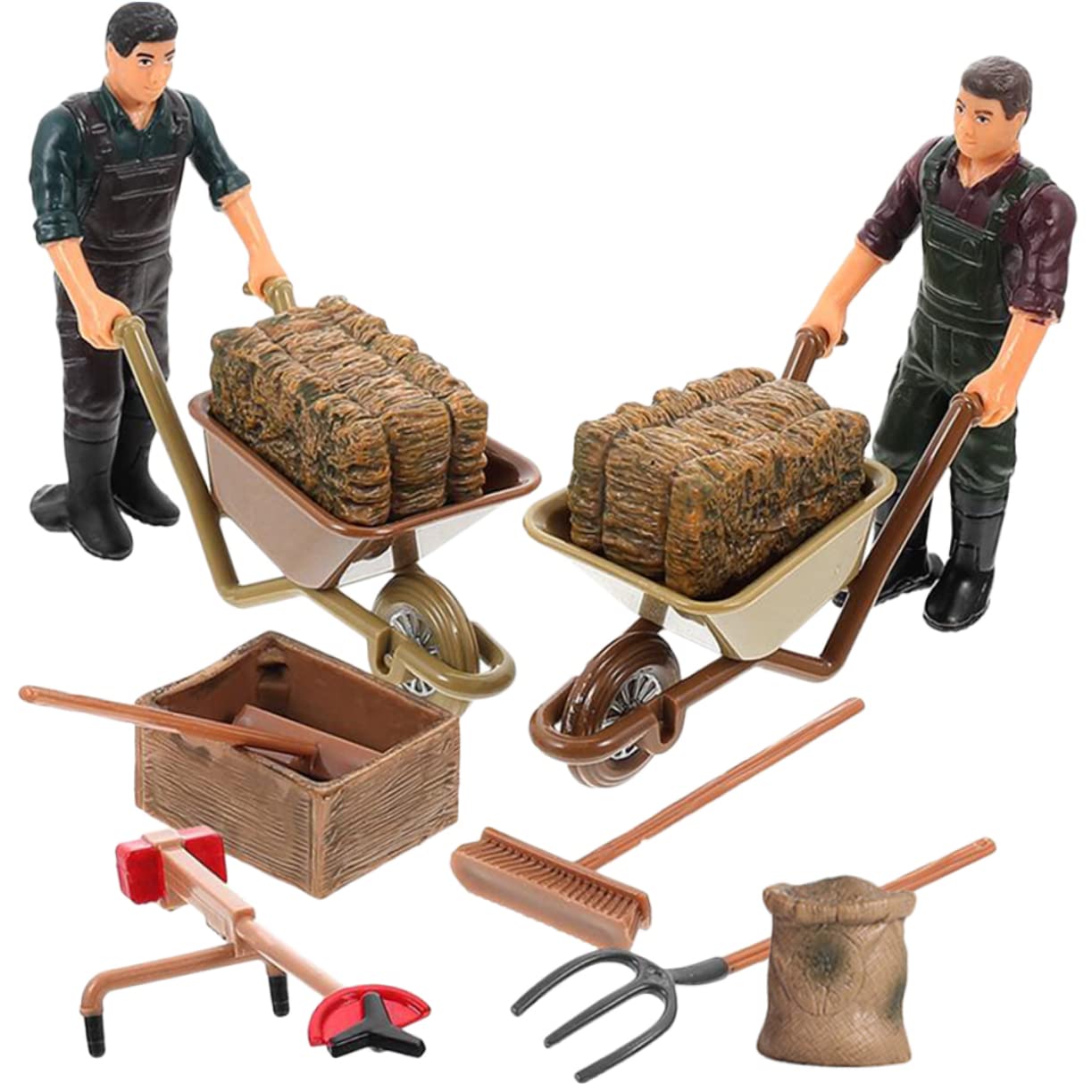 12PCS Mini Farm Toy Set - Fake Farm Accessories, Micro Landscape Decor, Mini House & Farming Tools with Farmer Doll & Agricultural Vehicles - Perfect for Kids Play, Educational Farm Scenes, Diorama & Collectible Display