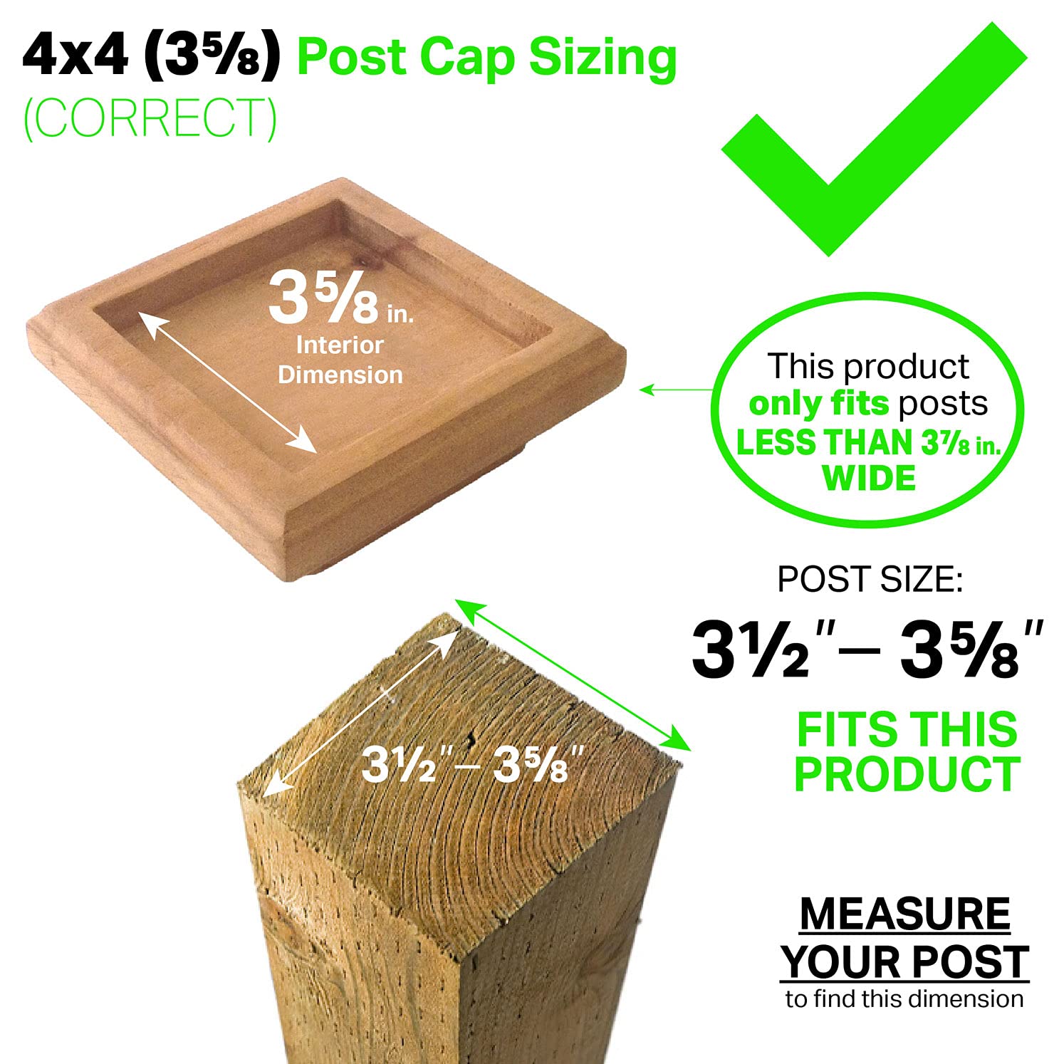 4x4 Traditional Flat Wood Post Caps with Hammered Copper Pyramid (3-Pack) - One-Piece Miterless Design for Fence & Deck Protection (3.5 Inch) - Weatherproof Outdoor Post Toppers for Porch, Garden & Patio Decor