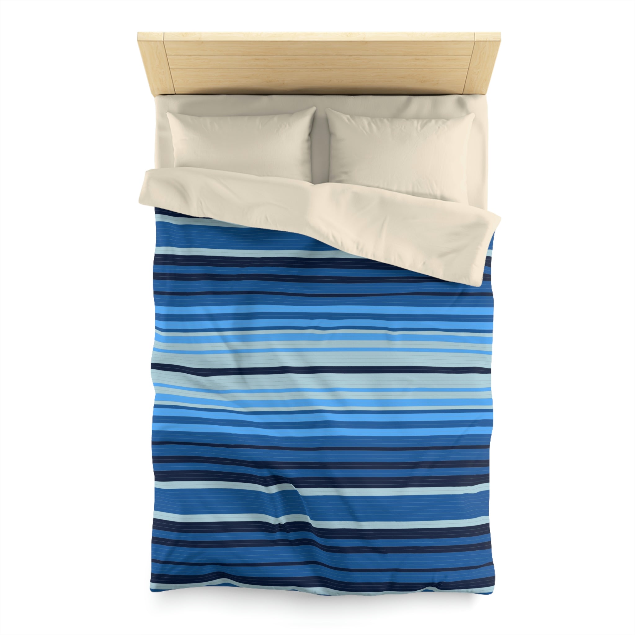 Sweetwater Striped Microfiber Duvet Cover Set - Soft Breathable Bedding Comforter Cover for All Seasons - Perfect for Master Bedroom, Guest Room & Dorm Decor