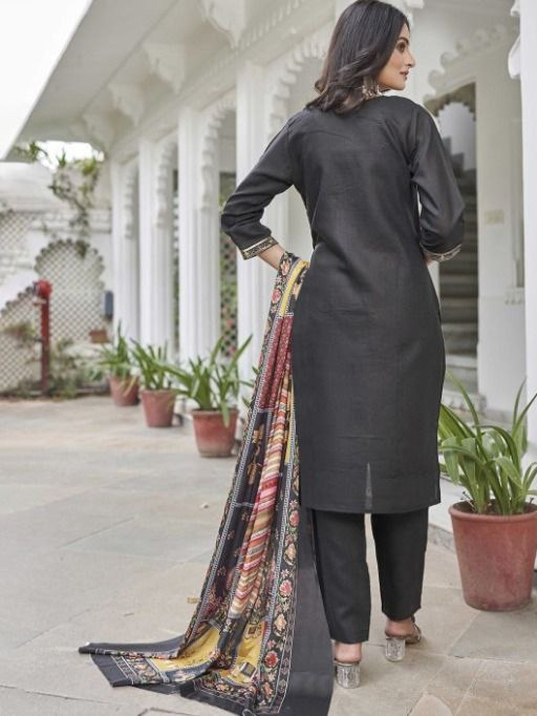 Trendy Black Embroidered Pant Suit for Women - Elegant Designer Outfit for Parties, Weddings & Formal Events
