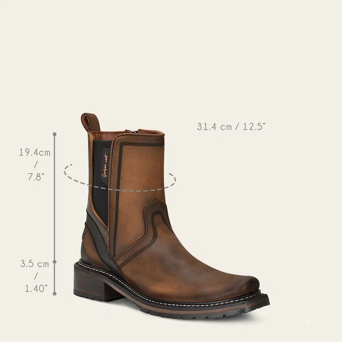 Men's Brown Casual Cowhide Chelsea Ankle Boots - Western Cowboy Style for Everyday Wear & Outdoor Adventures