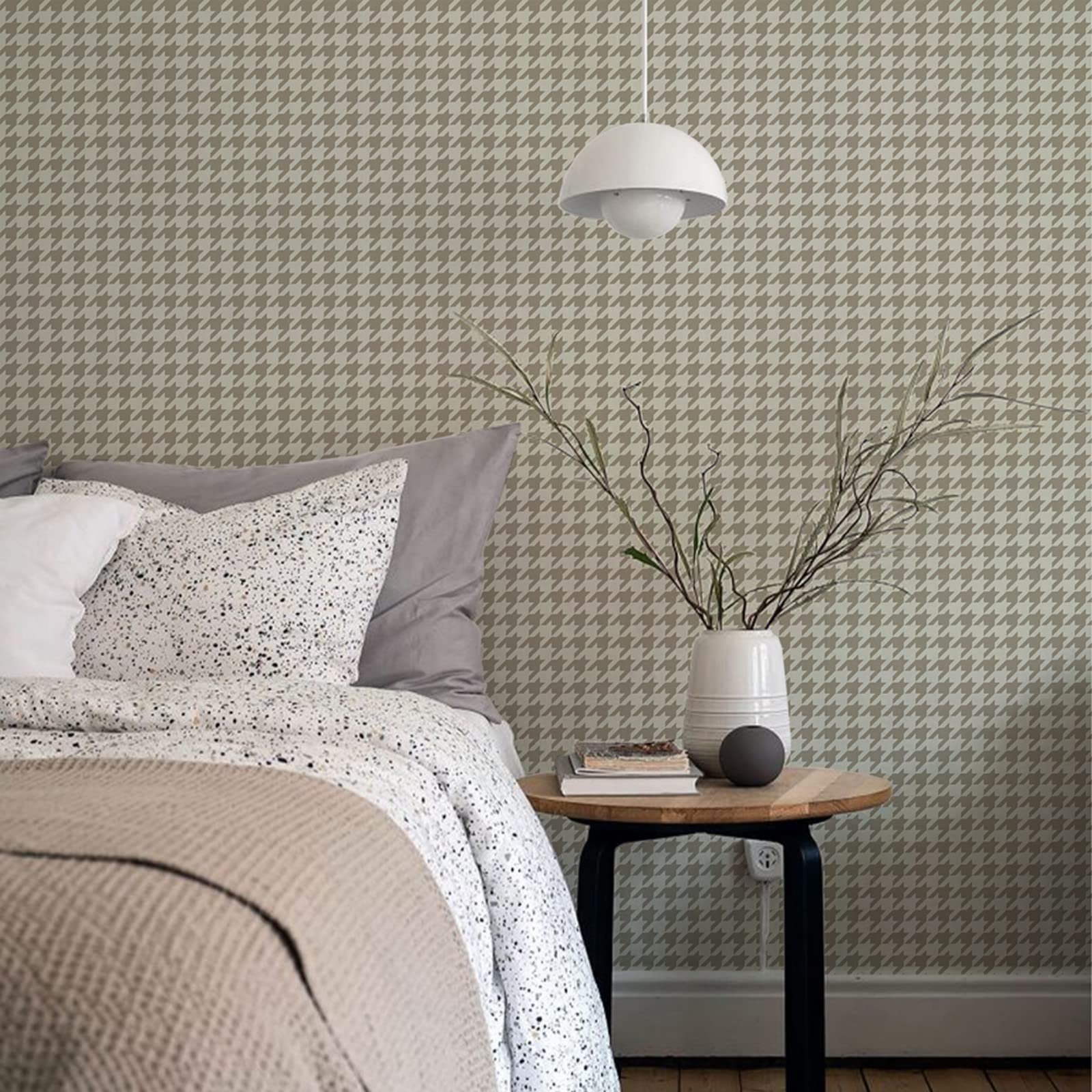 Ochine Black and White Trellis Houndstooth Plaid Peel and Stick Wallpaper - Removable Self-Adhesive Waterproof Contact Paper for Walls, Cabinets, Dressers & Drawers - Perfect for Home Decor, Kitchen Backsplash, and DIY Furniture Makeover