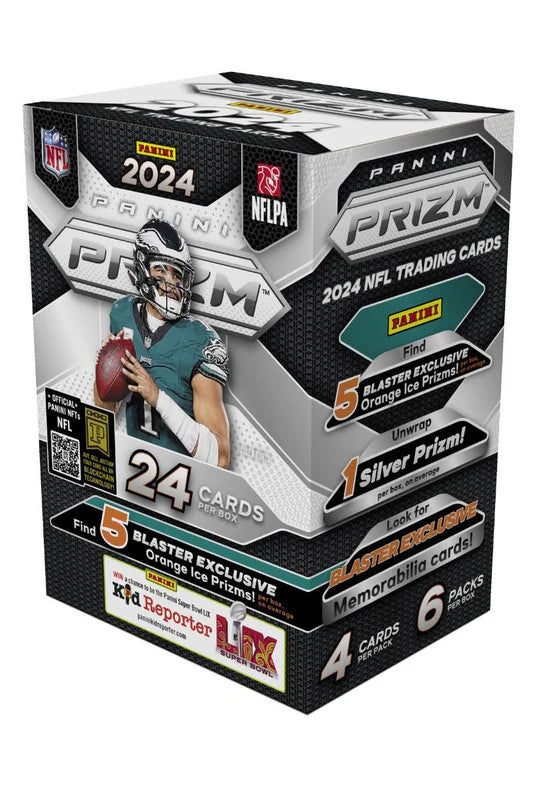 2024 Panini Prizm Football Hobby Blaster Box with Orange Ice Prizms - NFL Trading Cards for Collectors & Fantasy Sports Fans - Perfect for Game Day, Gifts & Card Shows