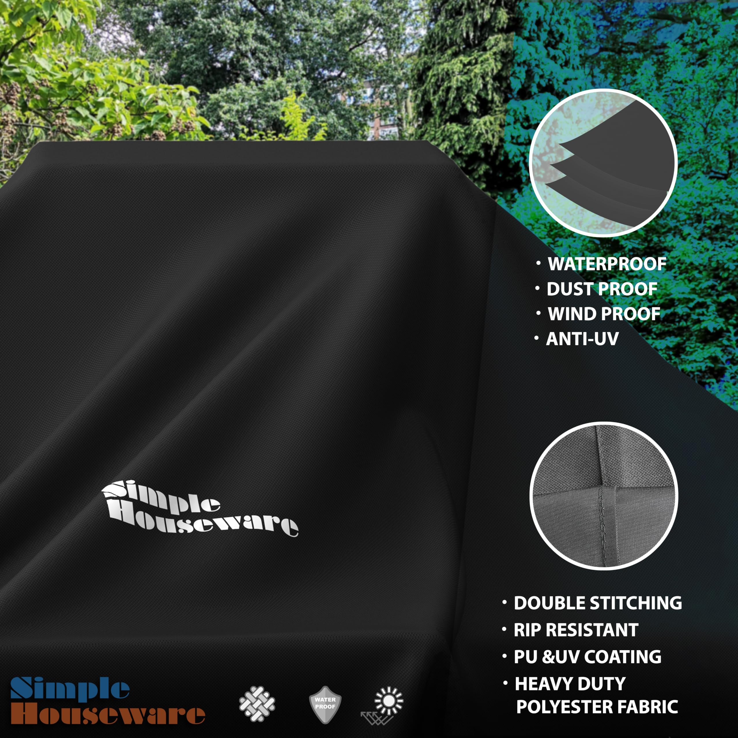 Heavy Duty 58-Inch Waterproof BBQ Grill Cover - Weather-Resistant Polyester Gas Grill Protector for Outdoor Cooking & Backyard Parties
