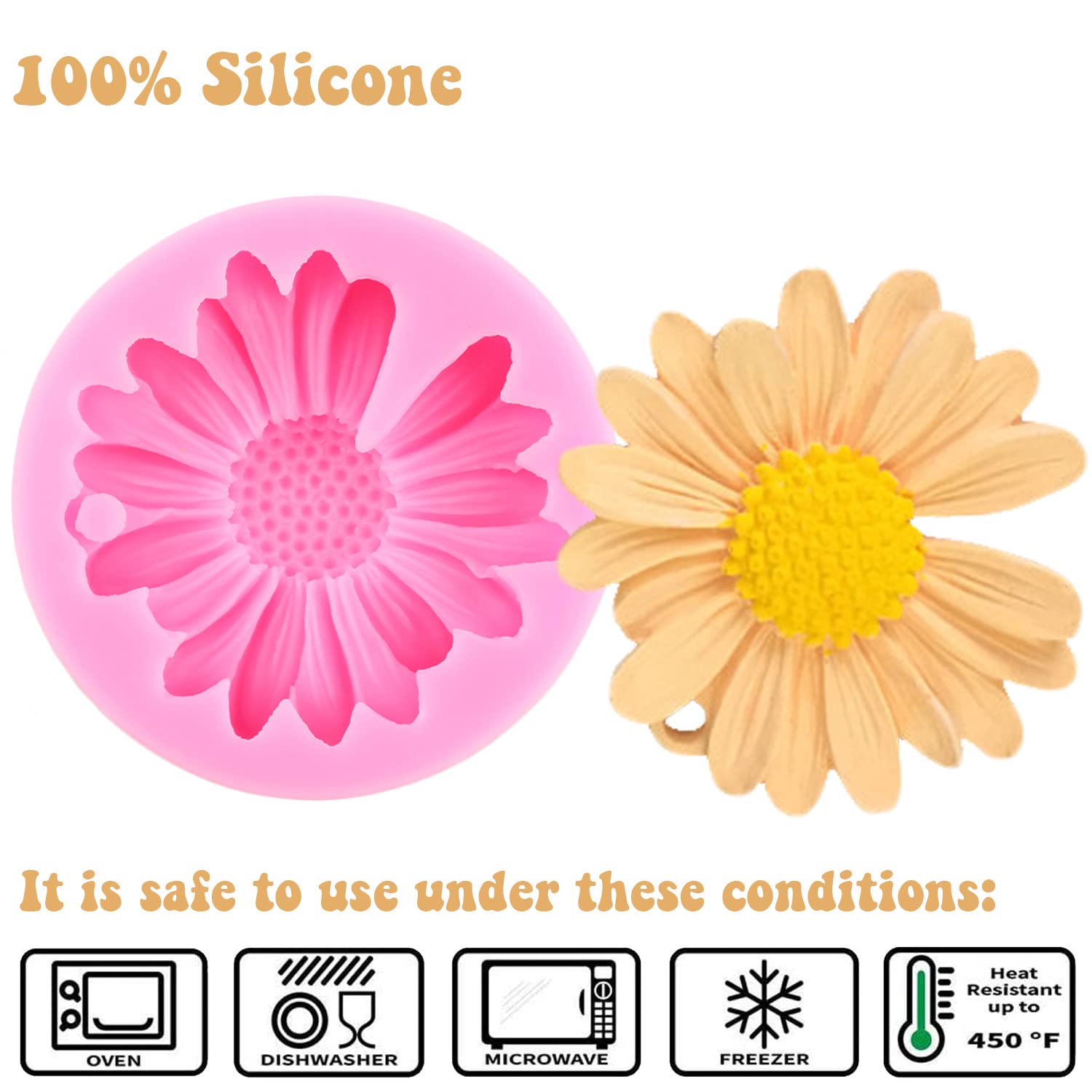 Premium Silicone Flower Molds Set of 4 - Chrysanthemum, Rose & Tropical Blossom Shapes for Cake Decorating, Fondant, Chocolate, Gum Paste & Polymer Clay - Perfect for Cupcake Toppers, Candy Making & DIY Crafts
