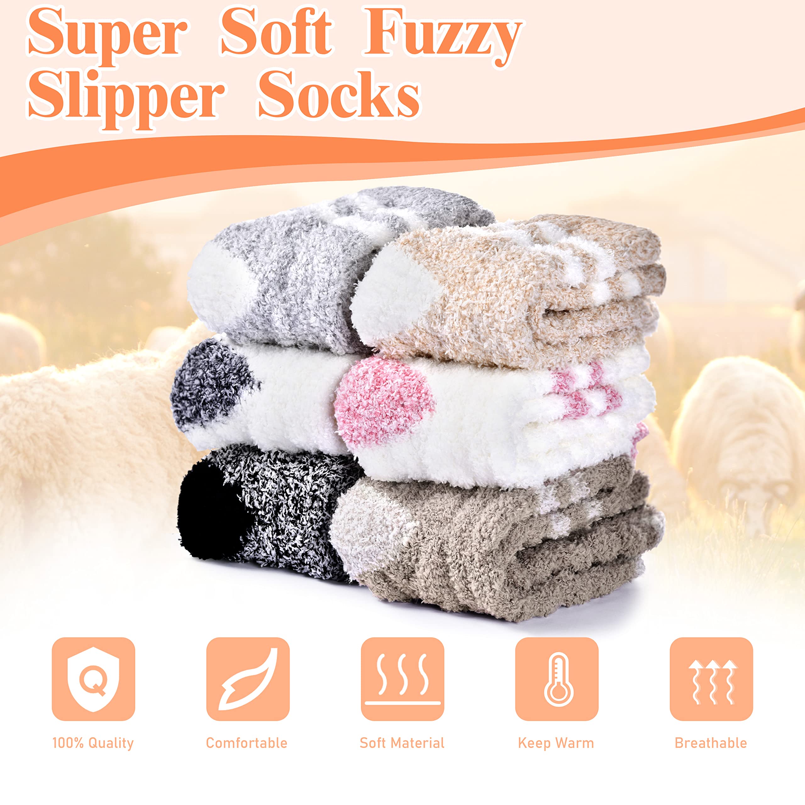 Women's Fuzzy Cozy Slipper Socks - Ultra Soft Warm Winter Socks for Indoor & Outdoor Use - Perfect for Home, Office, and Travel Comfort