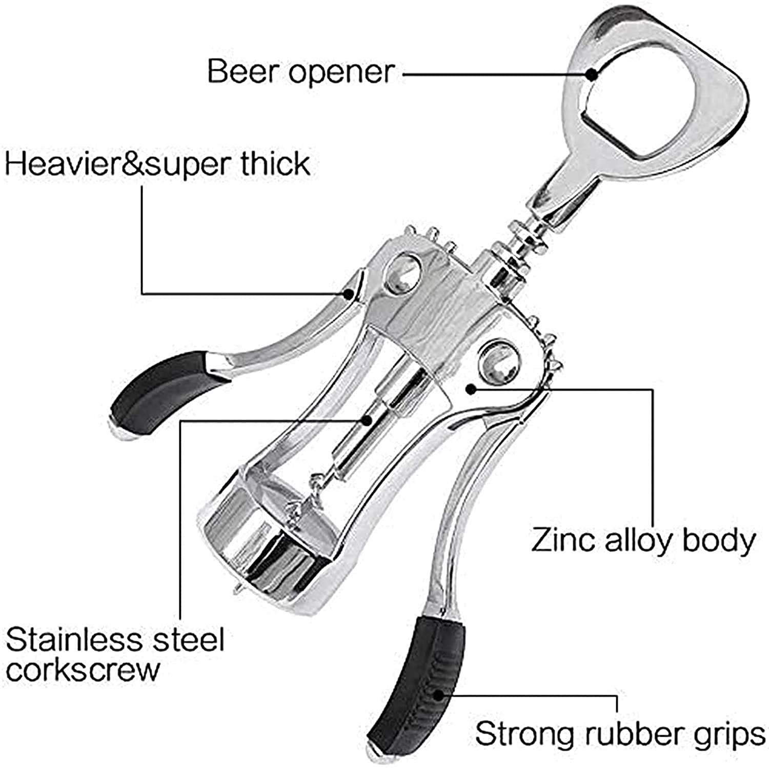 Premium Wine Bottle Opener & Beer Cap Remover - Multi-Functional Corkscrew for Kitchen, Restaurant, Bar - Ideal for Professionals & Home Use (Perfect for Entertaining, Dinner Parties & Everyday Wine Enjoyment)