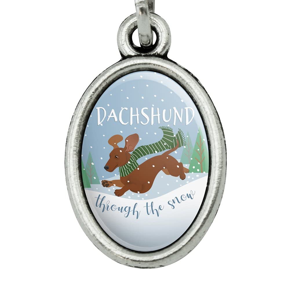 Dachshund Christmas Metal Bookmark - Snow-Themed Winter Gift with Oval Charm | Perfect for Holiday Reading & Book Lovers