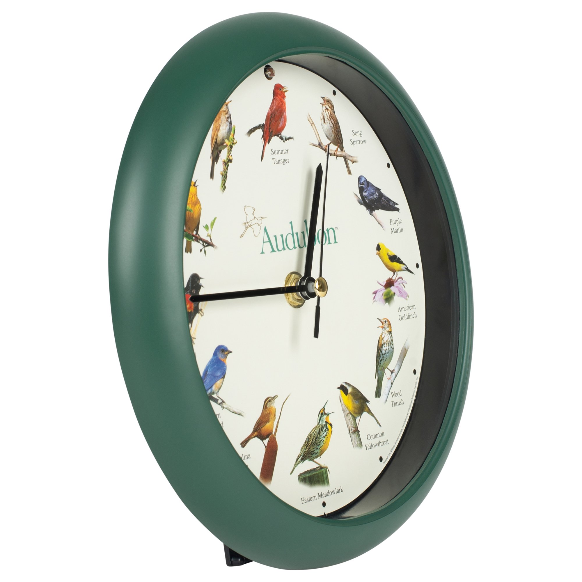 Audubon Singing Bird Wall and Desk Clock - 8 Inch Decorative Musical Clock with Melodies - Perfect for Home, Office, Nursery, and Gift Giving