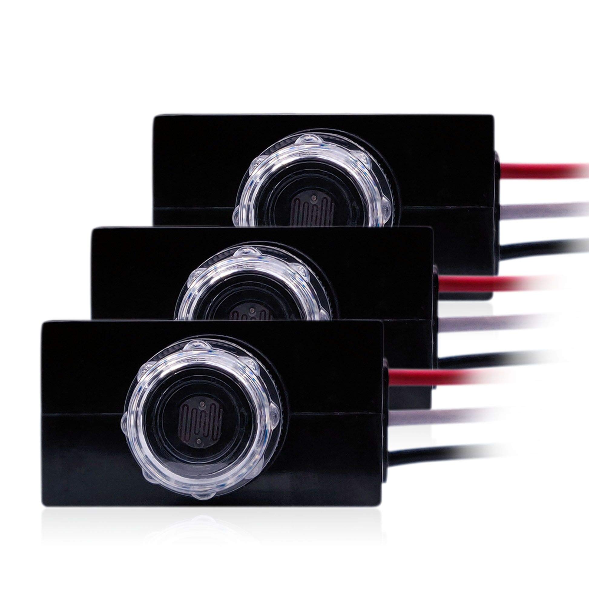 CHISWEAR Outdoor Photoelectric Switch with Photocell Sensor - Wire-in Photocell Button Control for Post Eye Light (Ideal for Garden, Pathway & Security Lighting Automation)