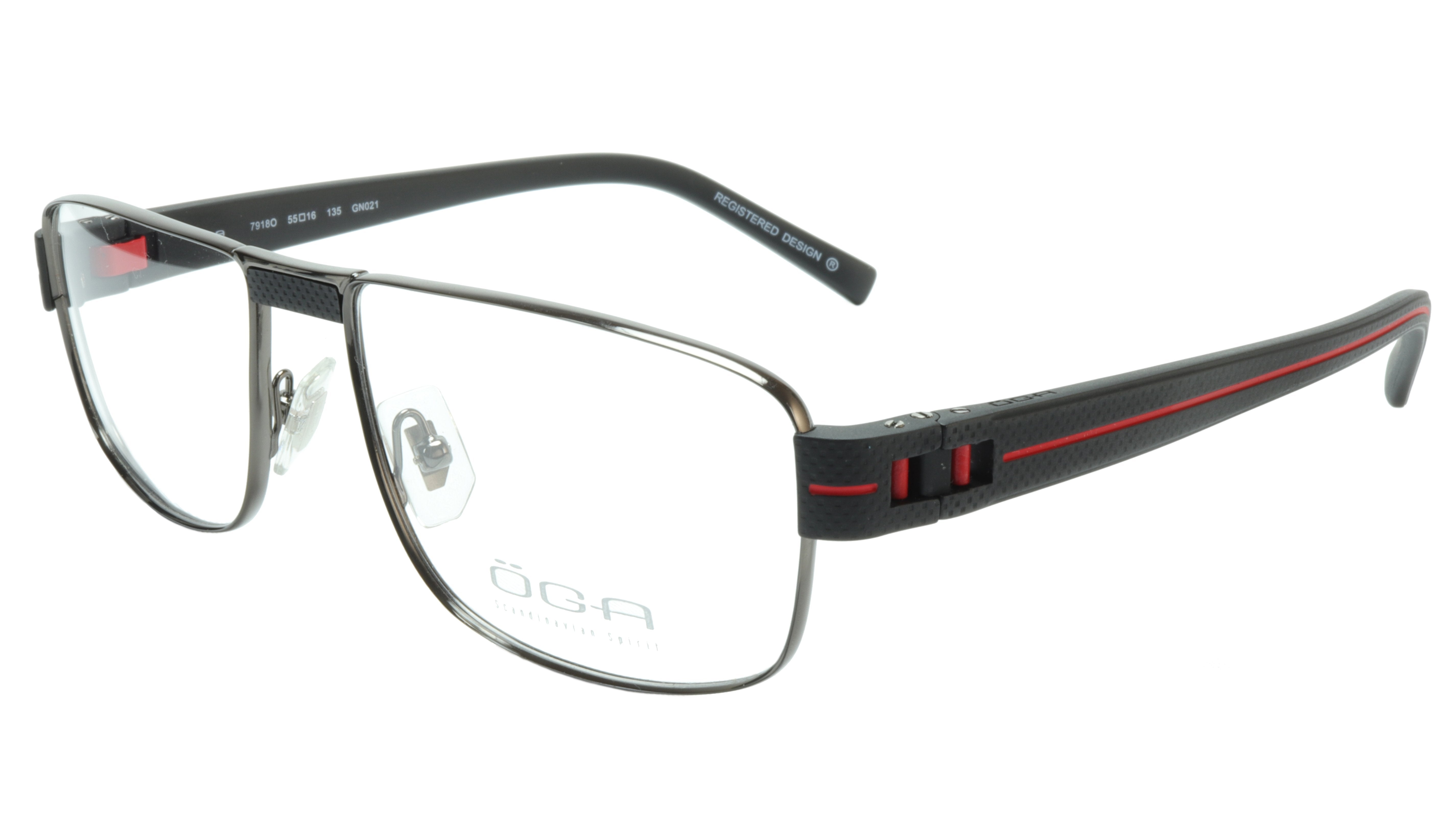 OGA Morel Eyeglasses Frame 7918O GN021 - Stylish Metal & Acetate Combination in Classic Red - Size 55-16-135 - Made in France - Perfect for Everyday Wear, Office & Fashion Outfits
