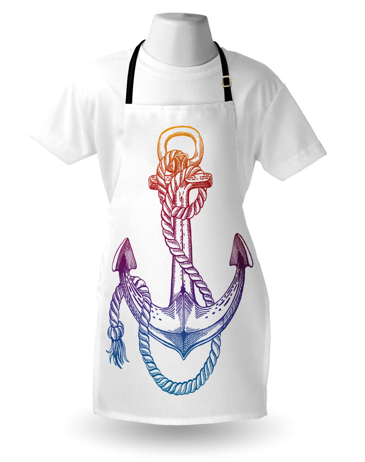 Vintage Nautical Tattoo Apron - Adjustable Unisex Kitchen Bib for Cooking & Gardening