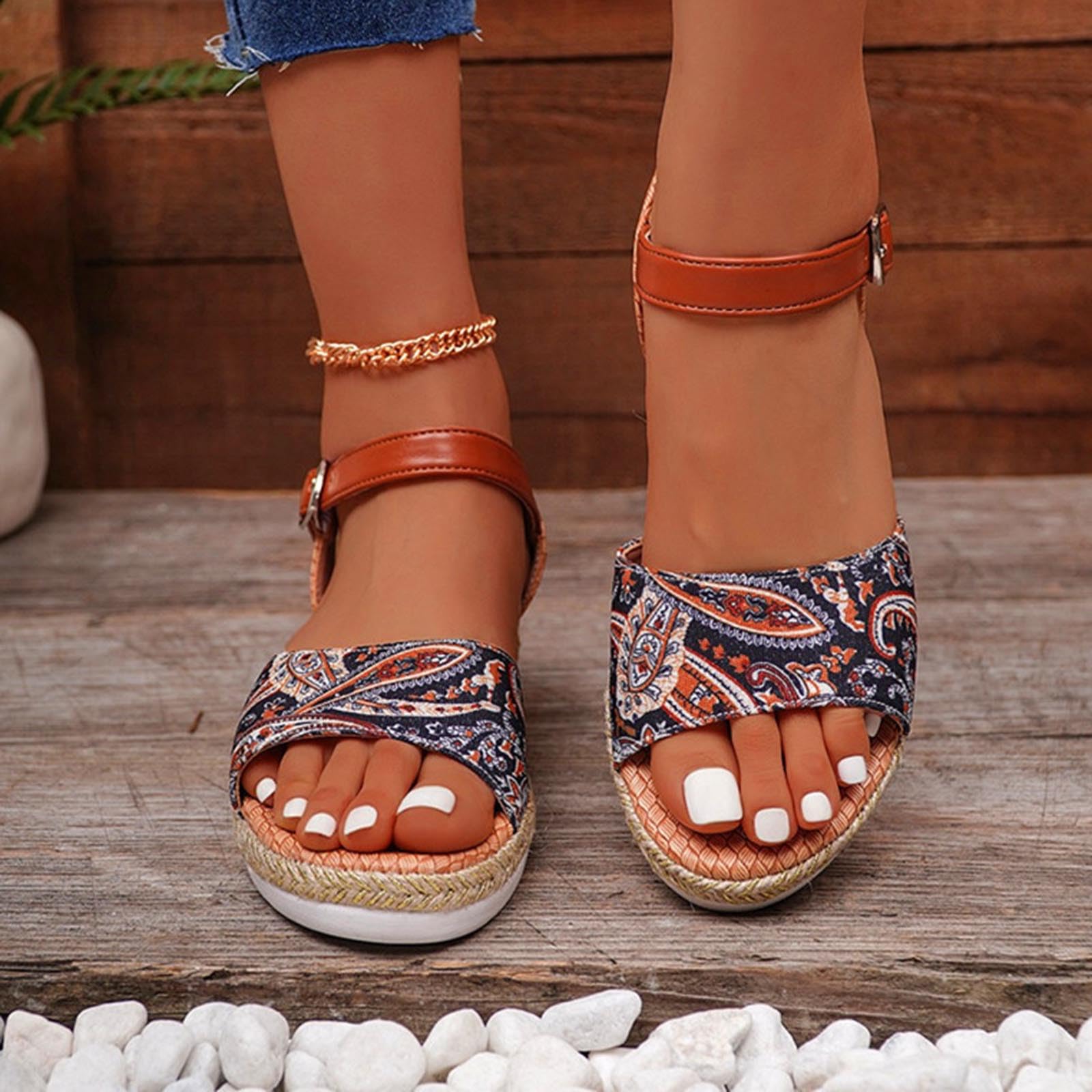 Women's Summer Wedge Sandals - Fish Mouth Roman Style Dressy Sandals for Women, Size 39 Black | Comfortable & Stylish for Beach, Party & Casual Outings