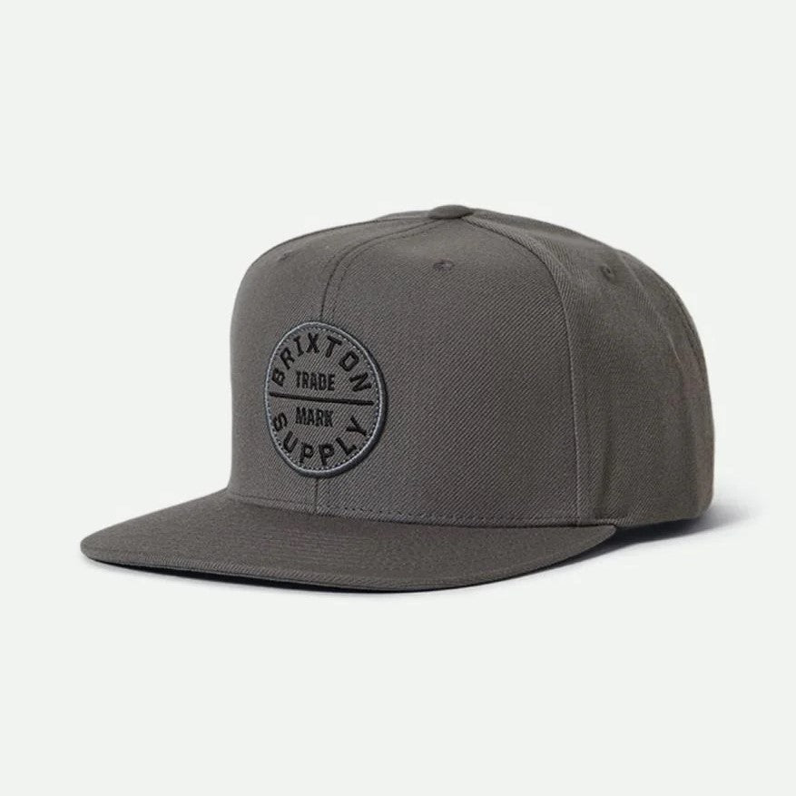 BRIXTON Oath III Snapback Hat - Charcoal Grey Adjustable Baseball Cap for Men & Women | Perfect for Outdoor Sports, Streetwear Fashion & Casual Wear