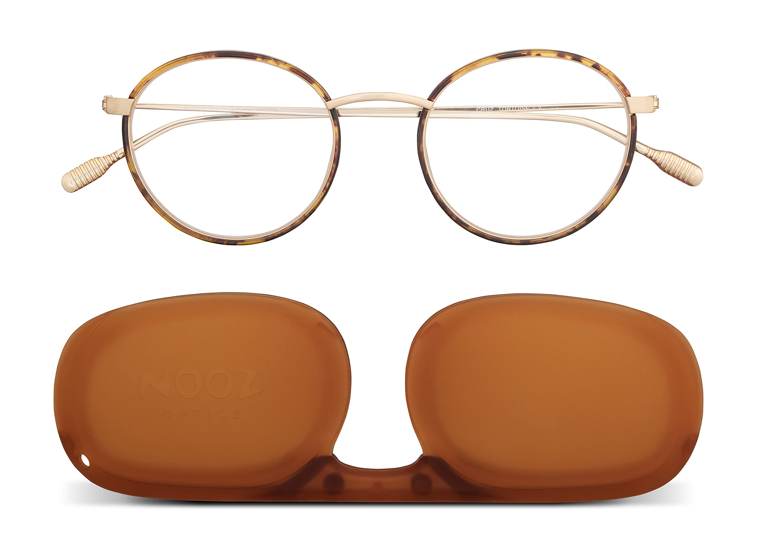 NOOZ Optics Unisex Reading Glasses - Slim Lightweight Blue Light Blocking Readers for Women & Men - Round Frame with Compact Case - Perfect for Office, Reading & Computer Work