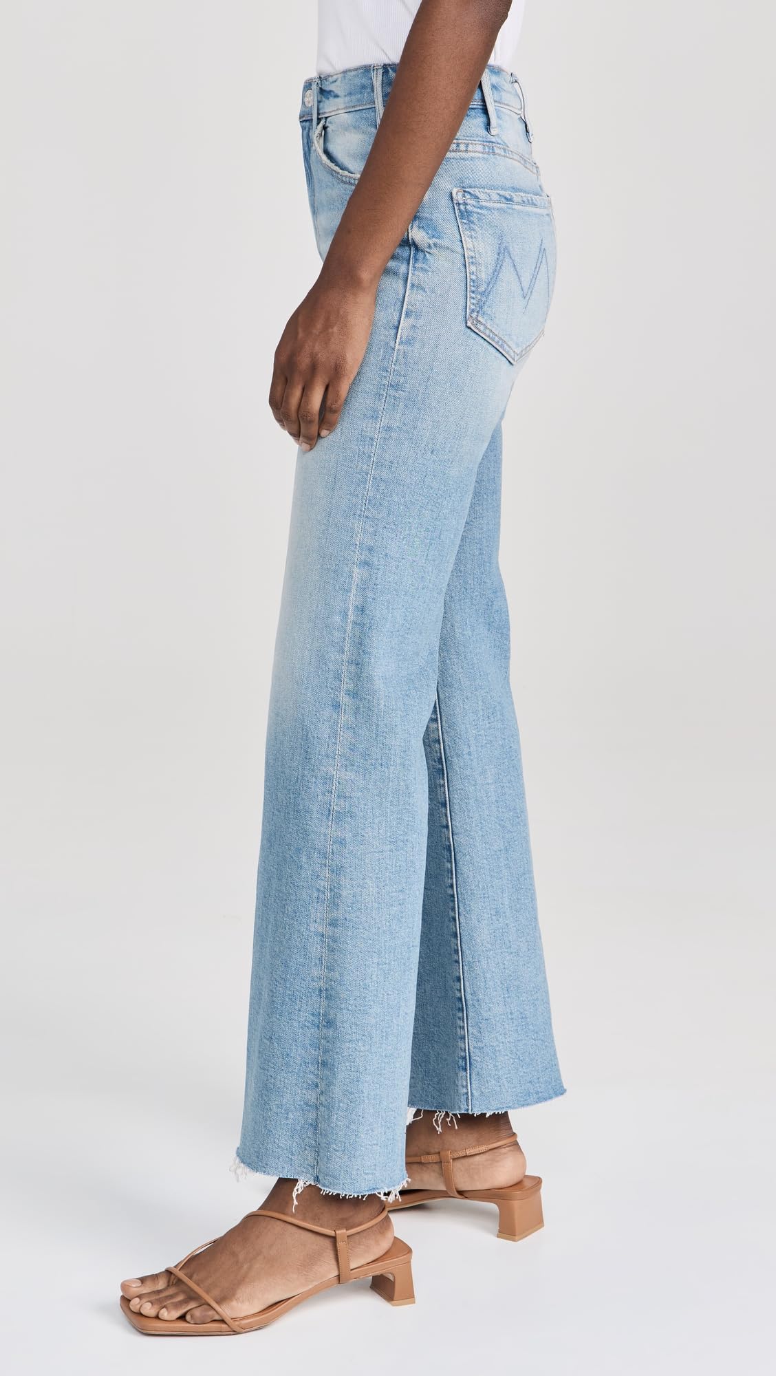 MOTHER Women's The Hustler Roller Fray Jeans - High Waist Distressed Denim Pants for Casual Outfits & Street Style Fashion