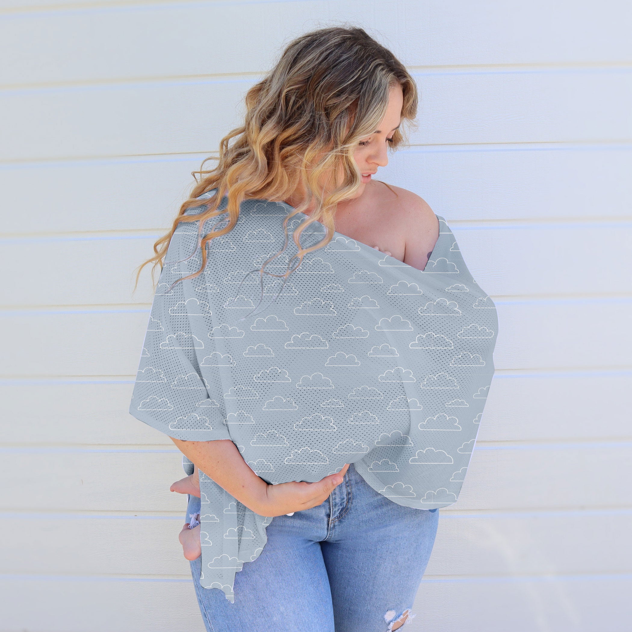 Nordic 2-Pack AIR+ Mesh Nursing Scarf - Breathable Baby Carrier Cover for Breastfeeding - Sky Blue & Mint Green - Perfect for Outdoors, Shopping & Travel