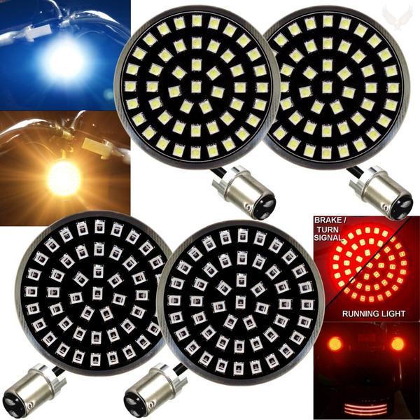 Eagle Lights Midnight Edition LED Turn Signal Kit for Harley Davidson - Front & Rear 1157 Base, Running Lights & Strobing Function | Motorcycle Safety & Customization Upgrade