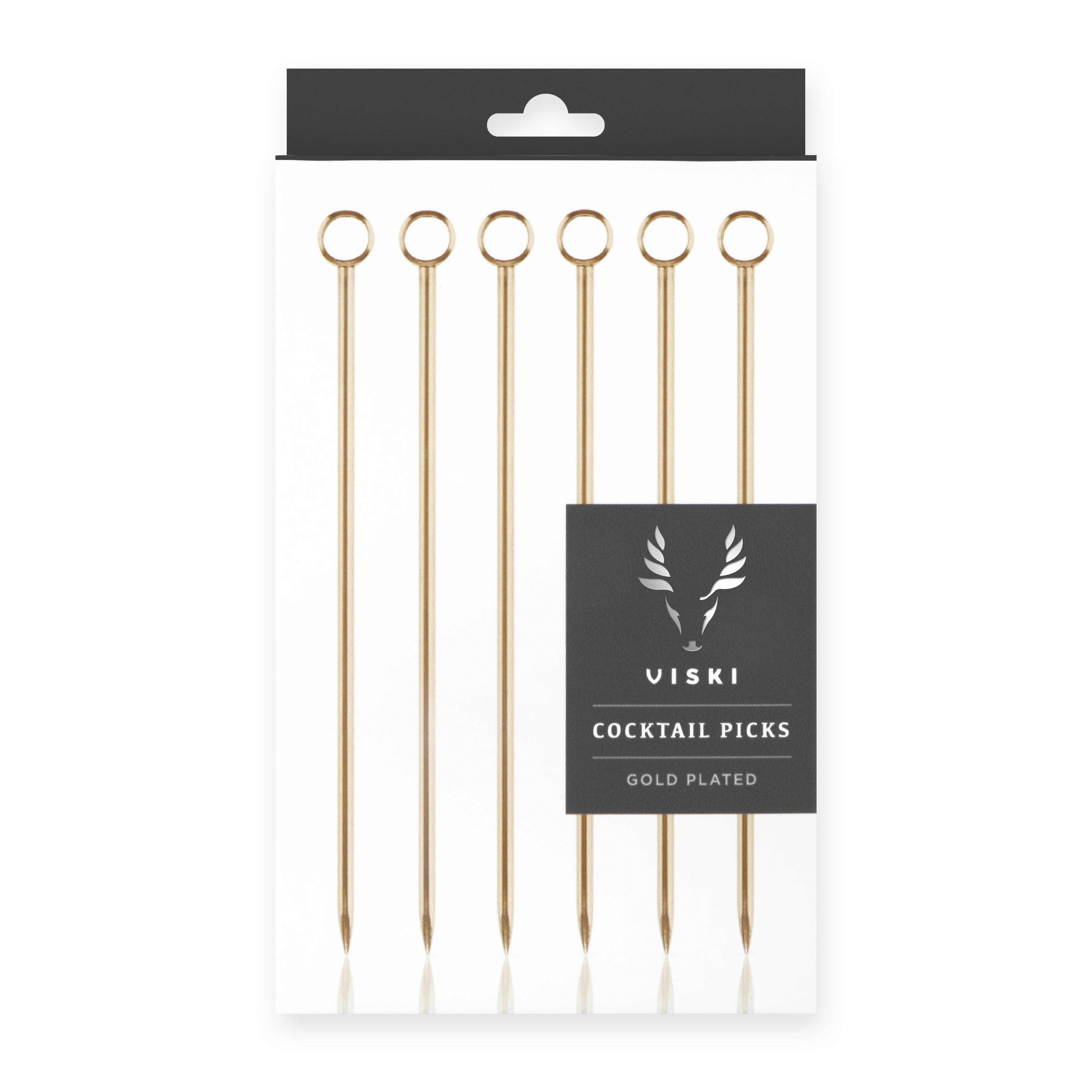 Belmont Stainless Steel Cocktail Picks Set of 6 - Elegant Drink Garnish Tools for Martini, Olive, Fruit Skewers - Perfect for Home Bars, Parties & Cocktail Making
