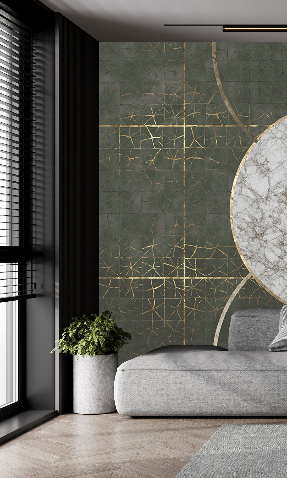 Dark Green Marbled Celestial Abstract Peel and Stick Wallpaper M2601 - Self-Adhesive Removable Wall Mural for Bedroom, Living Room, Nursery & Home Decor