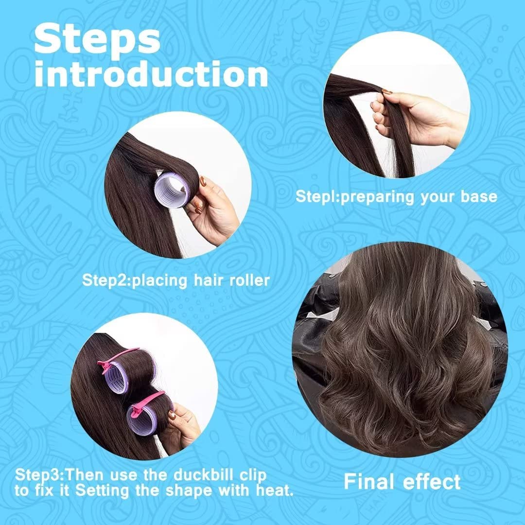 SIYAA Self-Grip Hair Roller Set - 12 Pack Salon Quality Heatless Curlers for Women & Girls | DIY Styling Tools for Beach Waves, Bed Head & Special Occasions