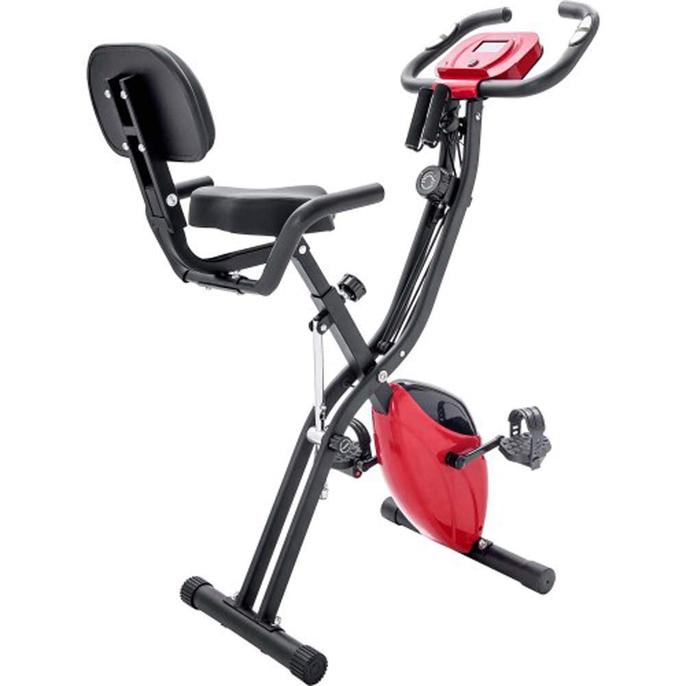 Teeker Folding Exercise Bike for Home Gym - Adjustable Upright & Recumbent X-Bike with 10-Level Magnetic Resistance, Arm Bands & Backrest - Perfect for Cardio Workouts, Weight Loss & Small Spaces