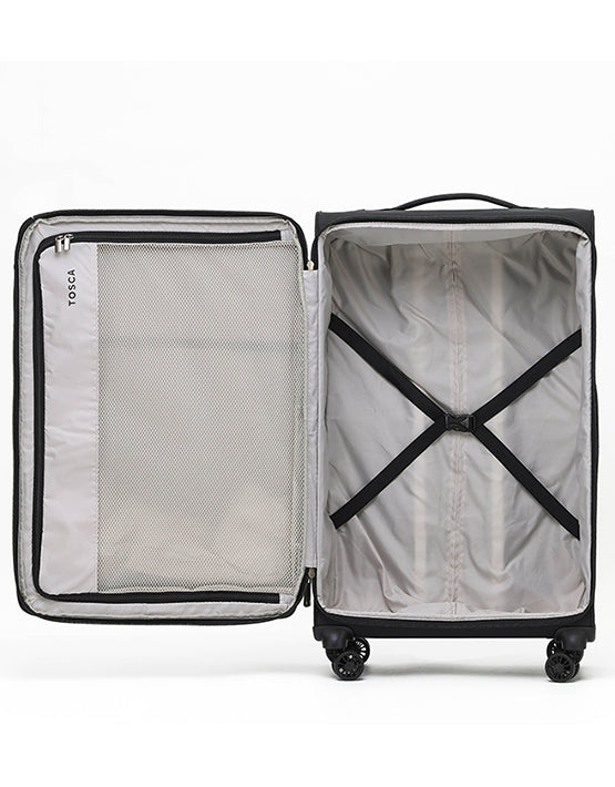 Tosca SO LITE AIR5055 79cm Large Spinner Luggage - Lightweight Expandable Suitcase with 360° Wheels, Black - Perfect for Business Travel & Vacation Packing