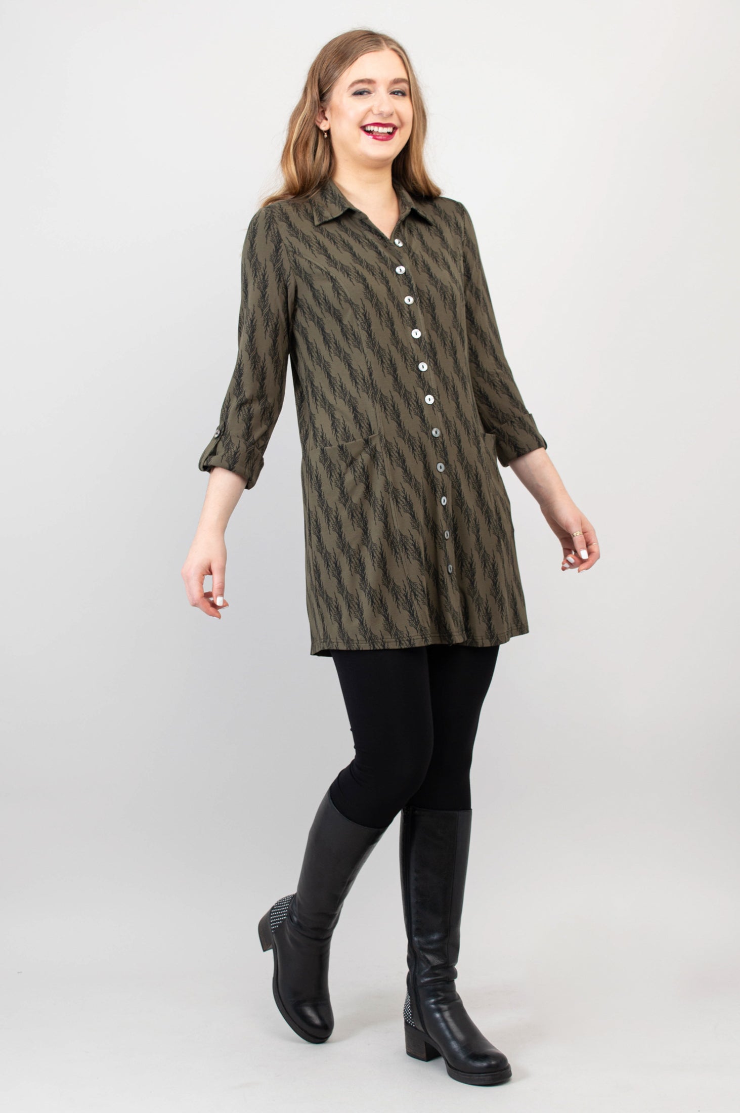 Charlie Tunic in Cedar Forest Bamboo Print - Women's Flowy Casual Top for Summer | Perfect for Beach Outings, Brunch Dates & Boho Style