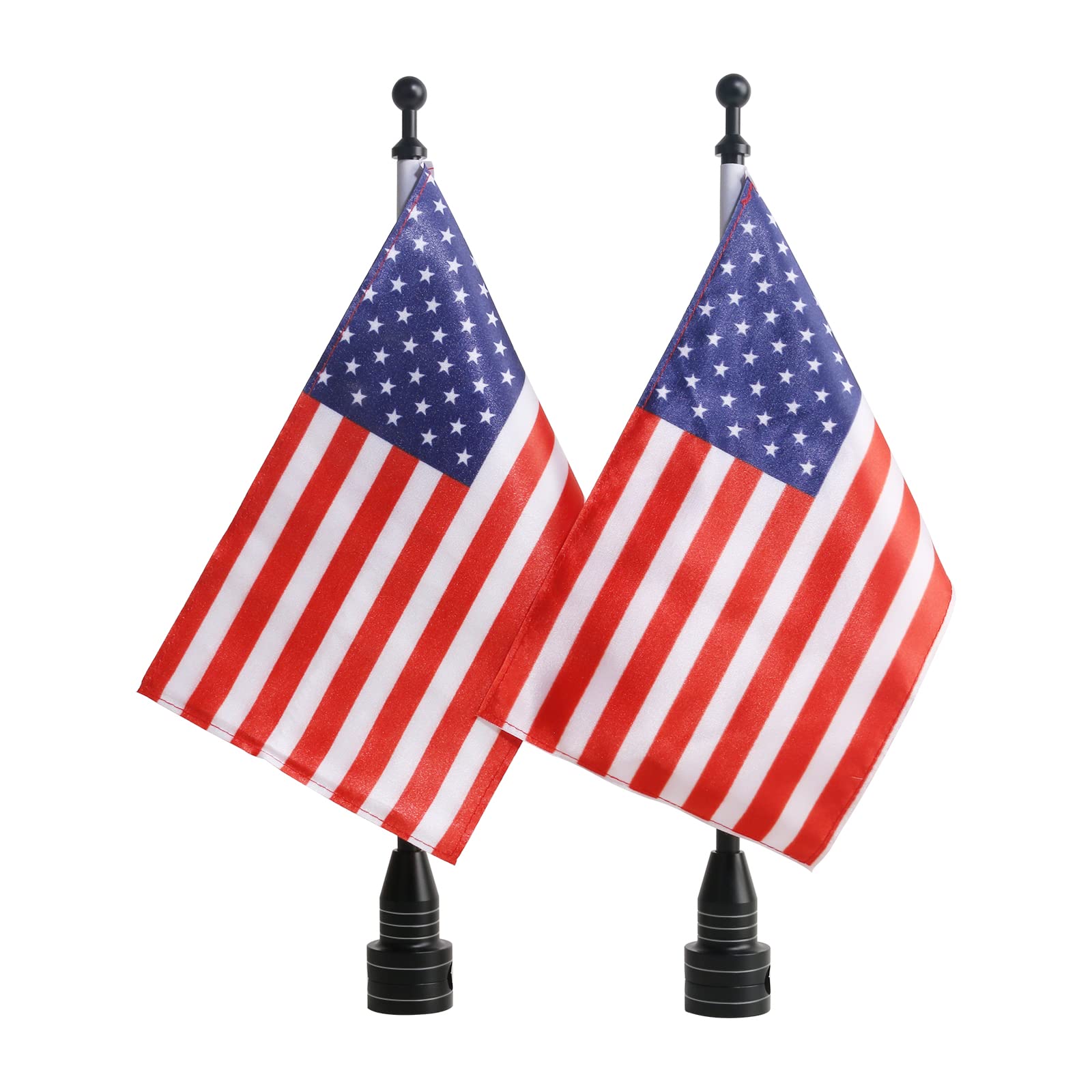 2 Pcs Motorcycle American Flag Kit - Red Line US Flags with Adjustable Flagpole Mounts for Harley Davidson, Honda Goldwing, CB, VTX, CBR & Yamaha Bikes (Fits 1/2