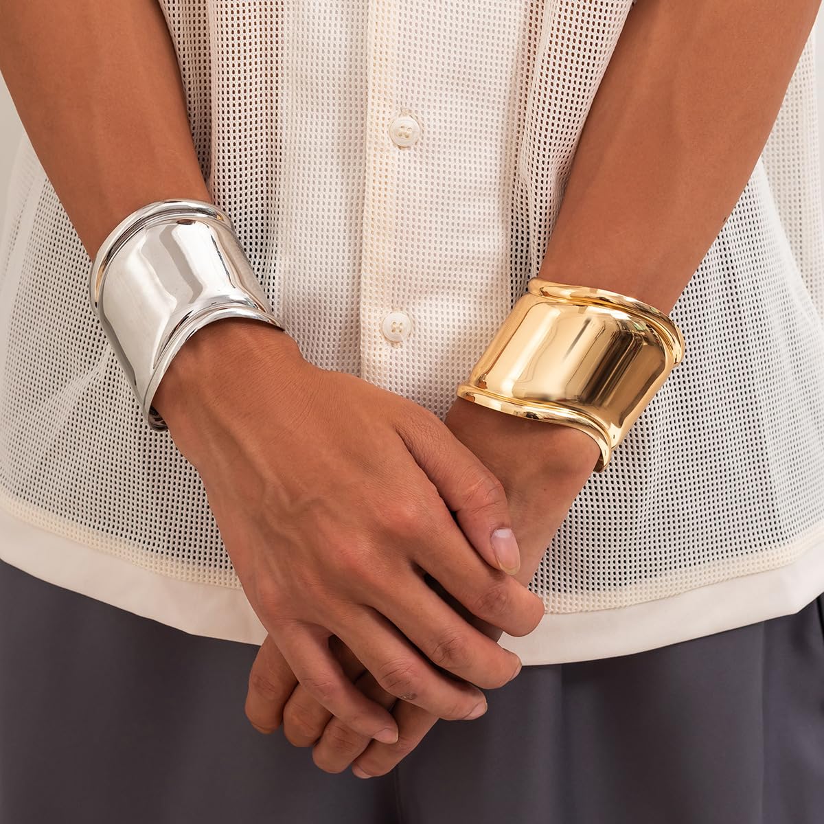 Roe Dolph Gold Cuff Bangle Bracelets for Women - Chunky Minimalist Open Wide Cuff Bracelet, Trendy Gold Bangle Jewelry - Perfect Gift for Birthday, Anniversary & Stocking Stuffers - Elegant Everyday Wear & Special Occasion Accessory