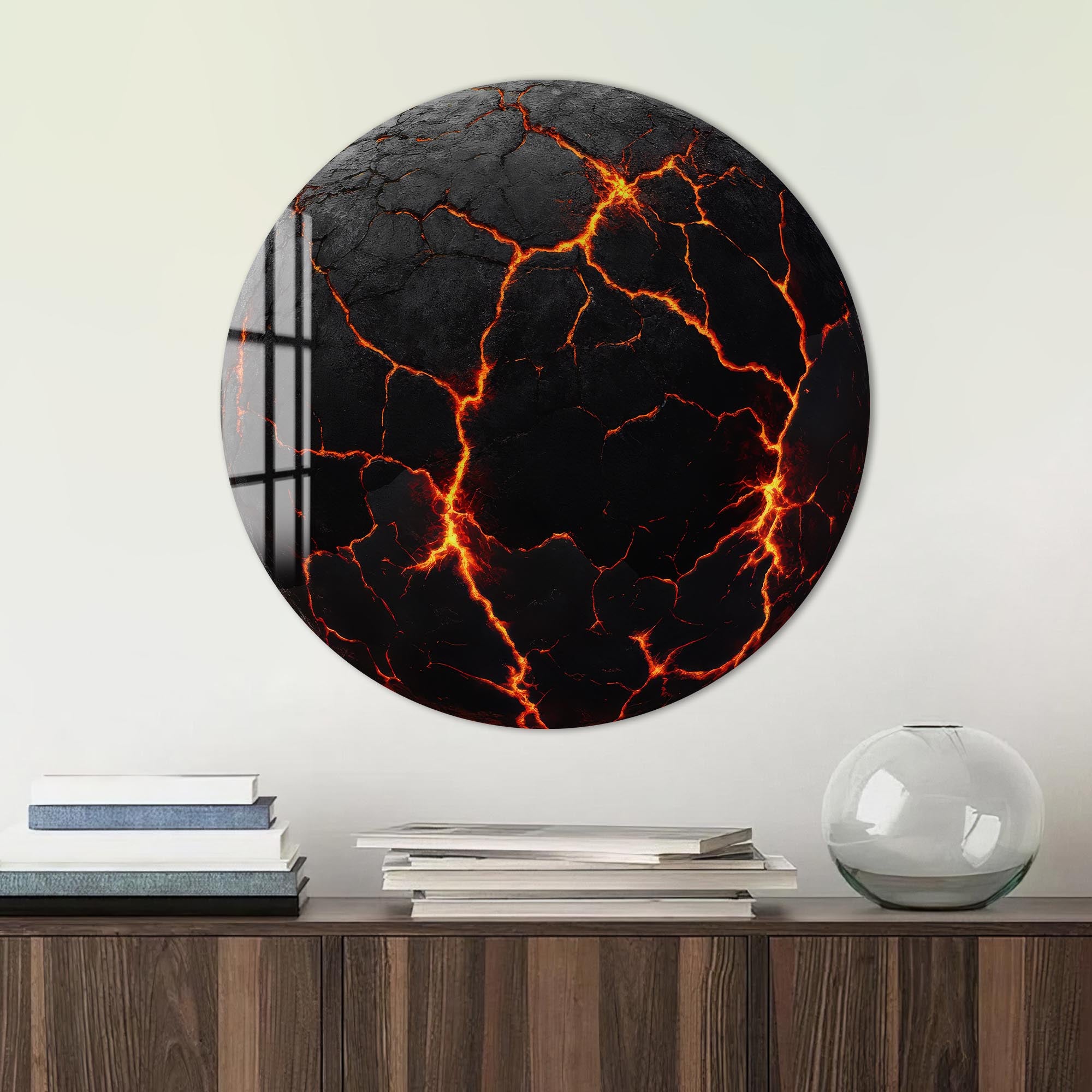 Lava Rounded Glass Wall Art - Modern Abstract Home Decor for Living Room, Bedroom & Office - Shatterproof & UV Resistant - Perfect for Gifts & Interior Design