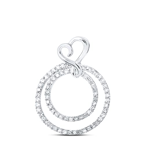 10K White Gold Women's Round Diamond Heart Pendant Necklace - 1/4 CTTW, Elegant Jewelry Gift for Anniversary, Valentine's Day & Special Occasions