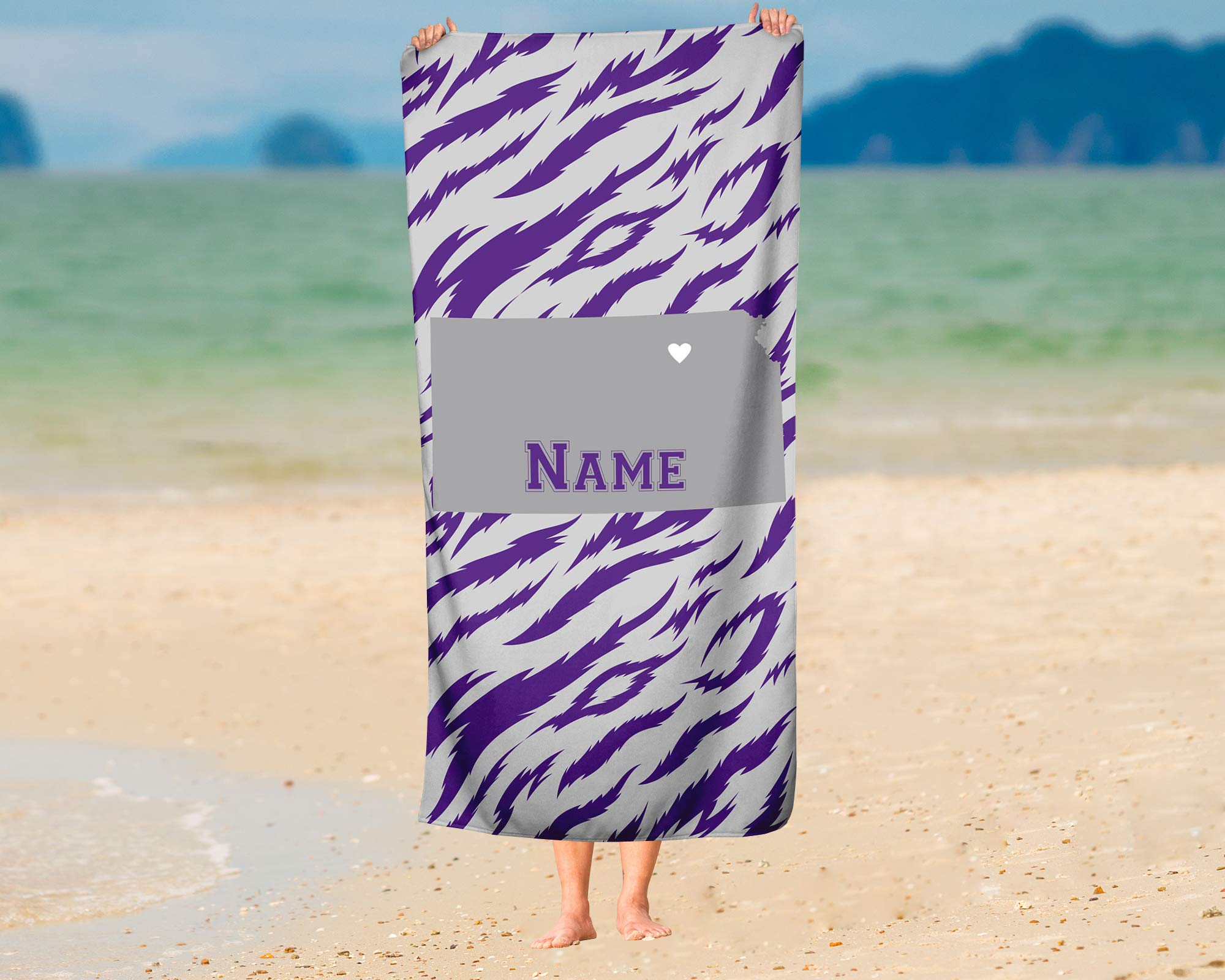 Custom Kansas State Pride Beach & Bath Towel - Personalized Medium & Large Towels for Adults & Kids - Perfect for College Football, Basketball Games & Beach Vacations