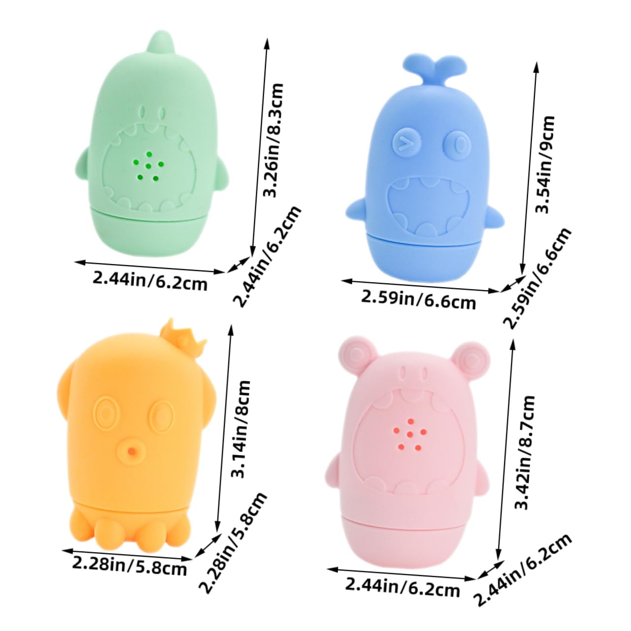 ORFOFE 4-Piece Bath Toys Set for Kids - Fun Bathtub Floating Toys for Toddlers & Babies - Perfect for Bath Time Play, Sensory Learning & Water Play Activities
