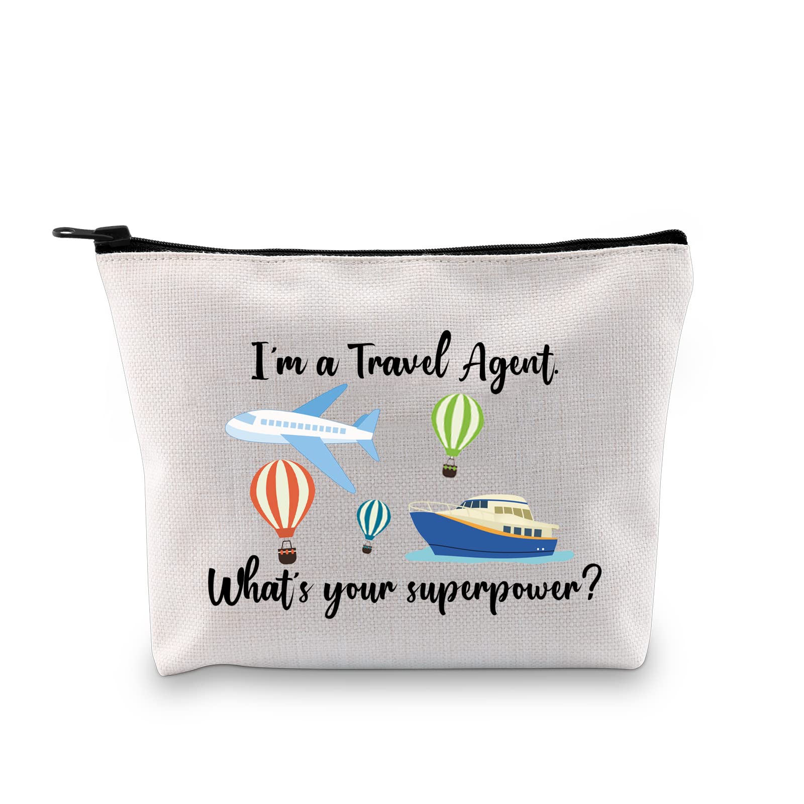 G2TUP Travel Agent Gift Set - Thank You Travel Toiletry Bag & Zip Organizer - 'I'm a Travel Agent What's Your Superpower' Makeup Pouch - Perfect Christmas Gift for Travel Professionals - Ideal for Business Trips, Vacations & Client Appreciation