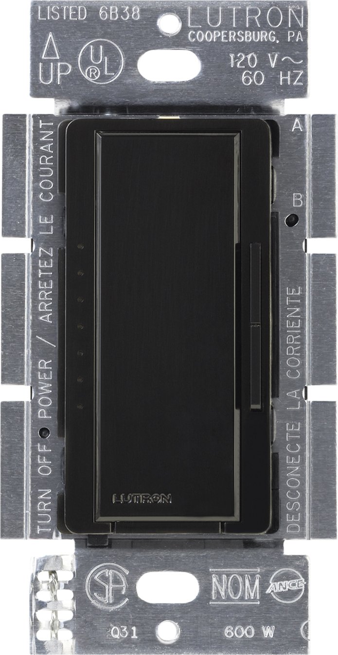 Lutron Maestro 1000-Watt Dimmer Switch for Incandescent & Halogen Lights - Single Pole/Multi-Location, Black (MA-1000-BL) - Perfect for Bedrooms, Living Rooms & Home Theater Lighting Control