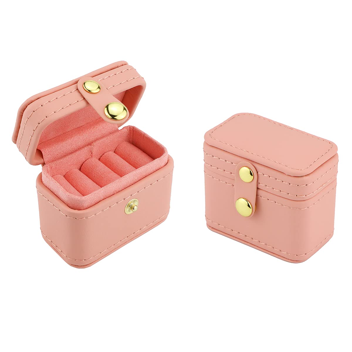 Small Travel Jewelry Box Organizer - Mini Portable Ring Storage Case for Women | Perfect Gift for Girlfriend, Bride & Travel Accessories | Wedding, Engagement & Everyday Jewelry Storage (Pink)