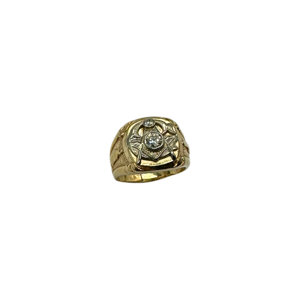 Vintage 10K Gold Masonic Ring for Men - Freemason Jewelry, Masonic Lodge Symbol Signet Ring - Perfect for Ceremonies, Gifts & Collectors