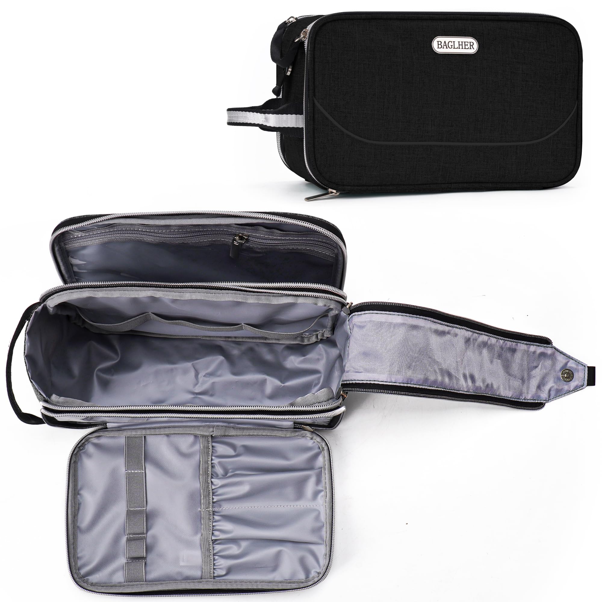BAGLHER Men's Waterproof Toiletry Bag - Large Travel Organizer for Shaving & Accessories - Perfect for Gym & Business Trips