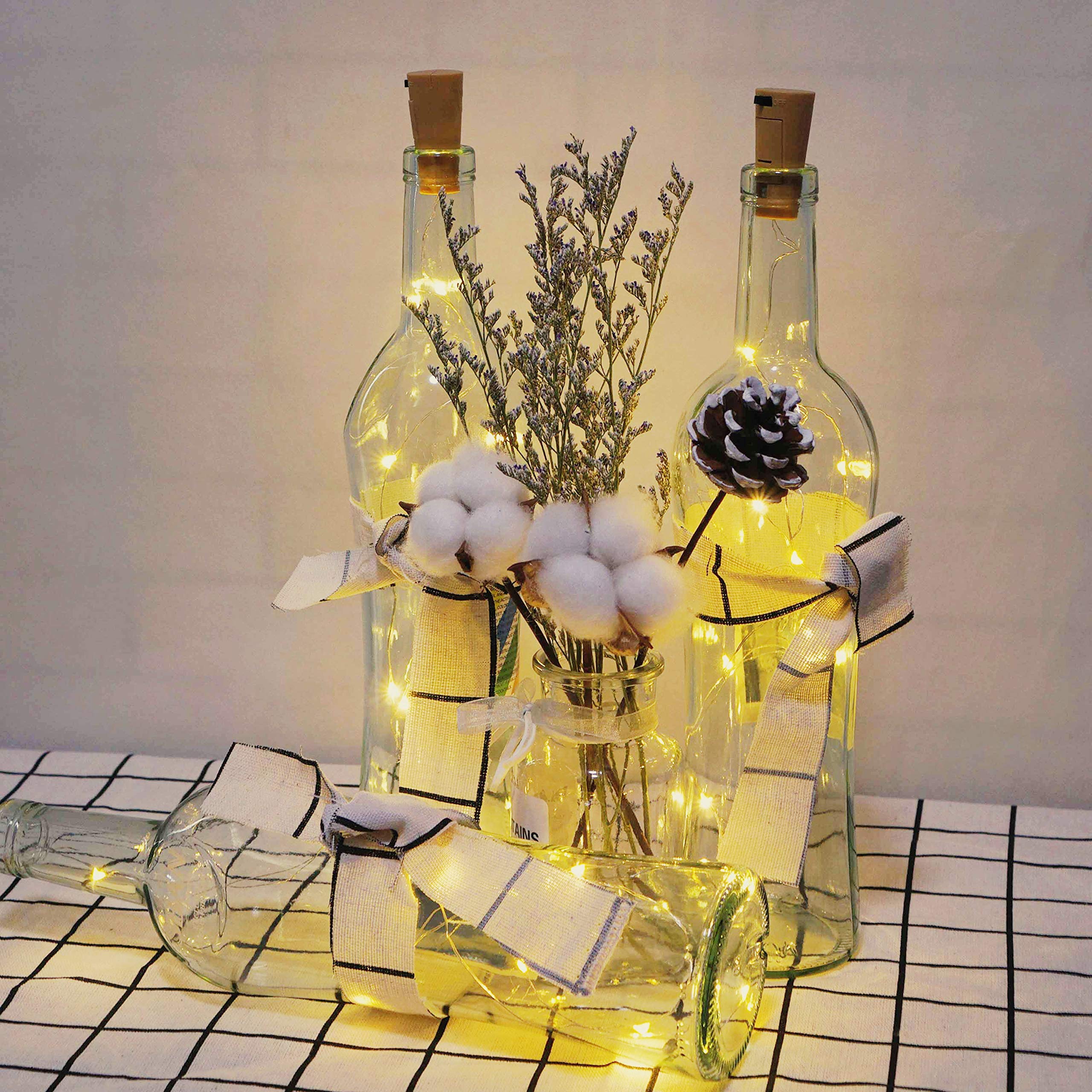 24 Pack 20 LED Wine Bottle Cork Lights - Battery Operated Fairy String Lights with Copper Wire for DIY, Christmas, Halloween, Wedding & Party Decor - Indoor Outdoor Starry Lights (Warm White) - Perfect for Table Centerpieces, Backyard Lighting & Holiday Atmosphere