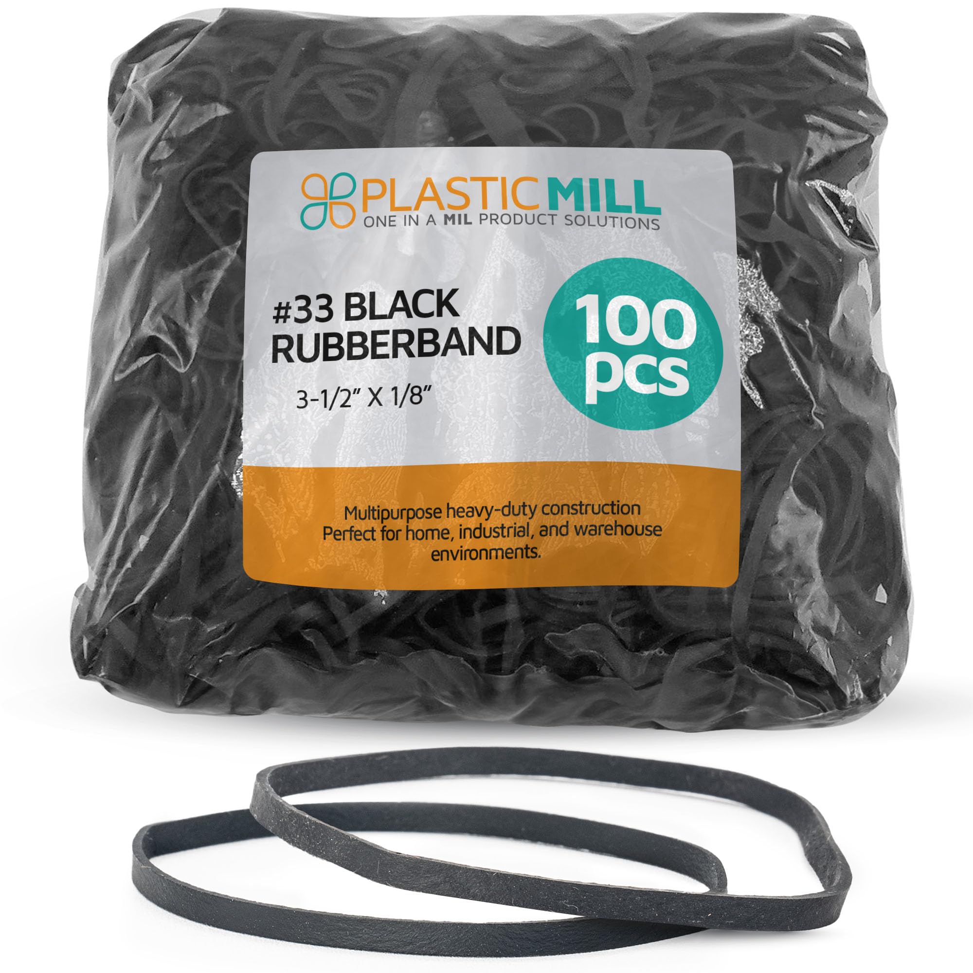 PlasticMill UV Resistant #33 Black Rubber Bands (3.5