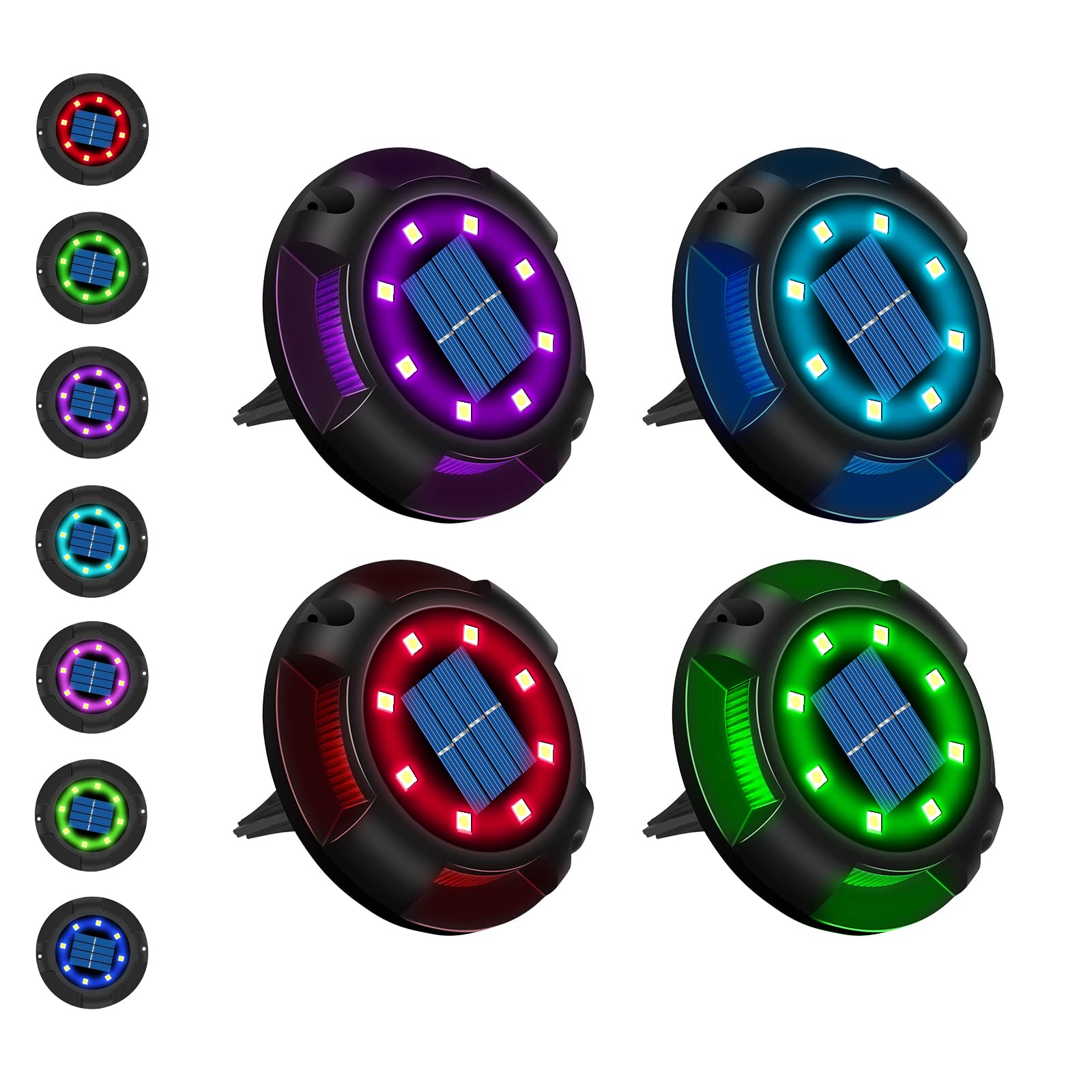 Laliled Solar Ground Lights Outdoor IP65 Waterproof - 7 Color Changing LED Garden Spotlights (12 Bright LEDs) - Landscape Lighting for Pathway, Yard, Deck, Patio & Lawn - Perfect for Garden Decoration, Walkway Illumination & Outdoor Ambiance
