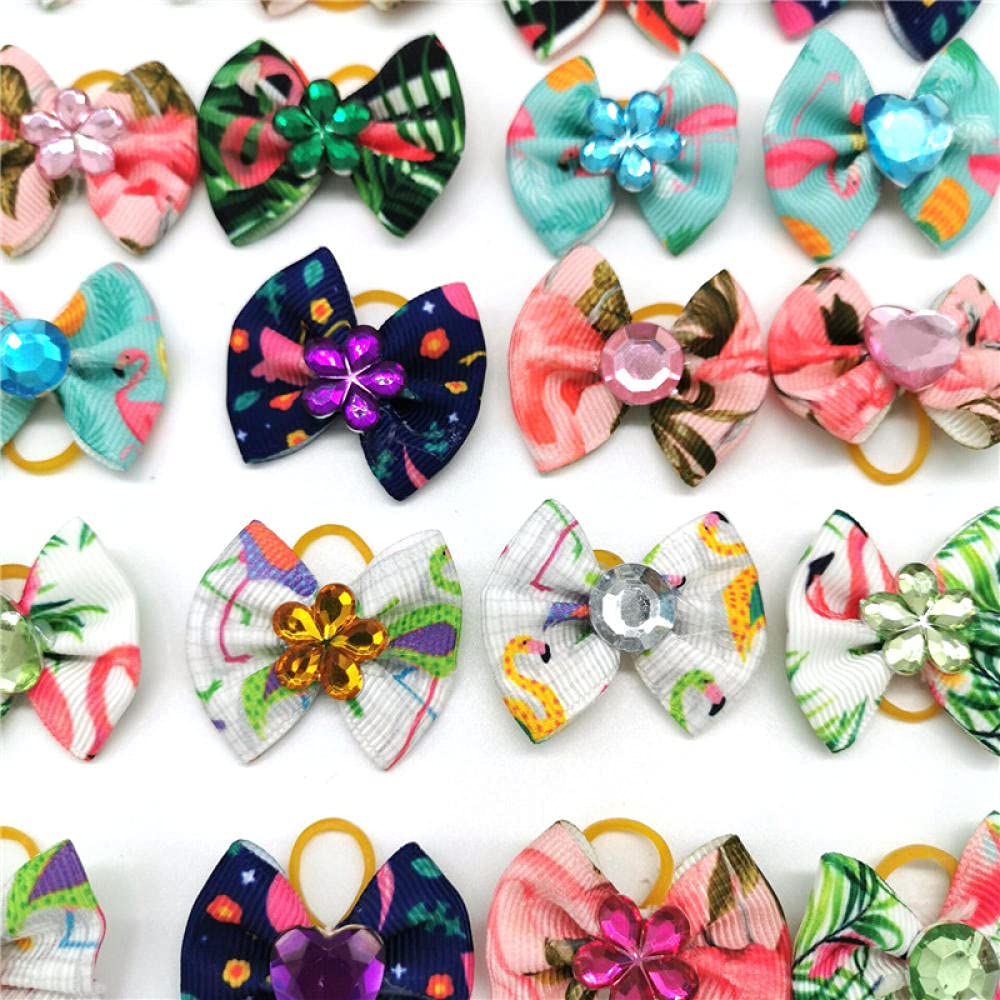 20PCS Handmade Dog Hair Bows & Clips - Pet Grooming Accessories for Small Dogs - Perfect for Parties & Daily Styling